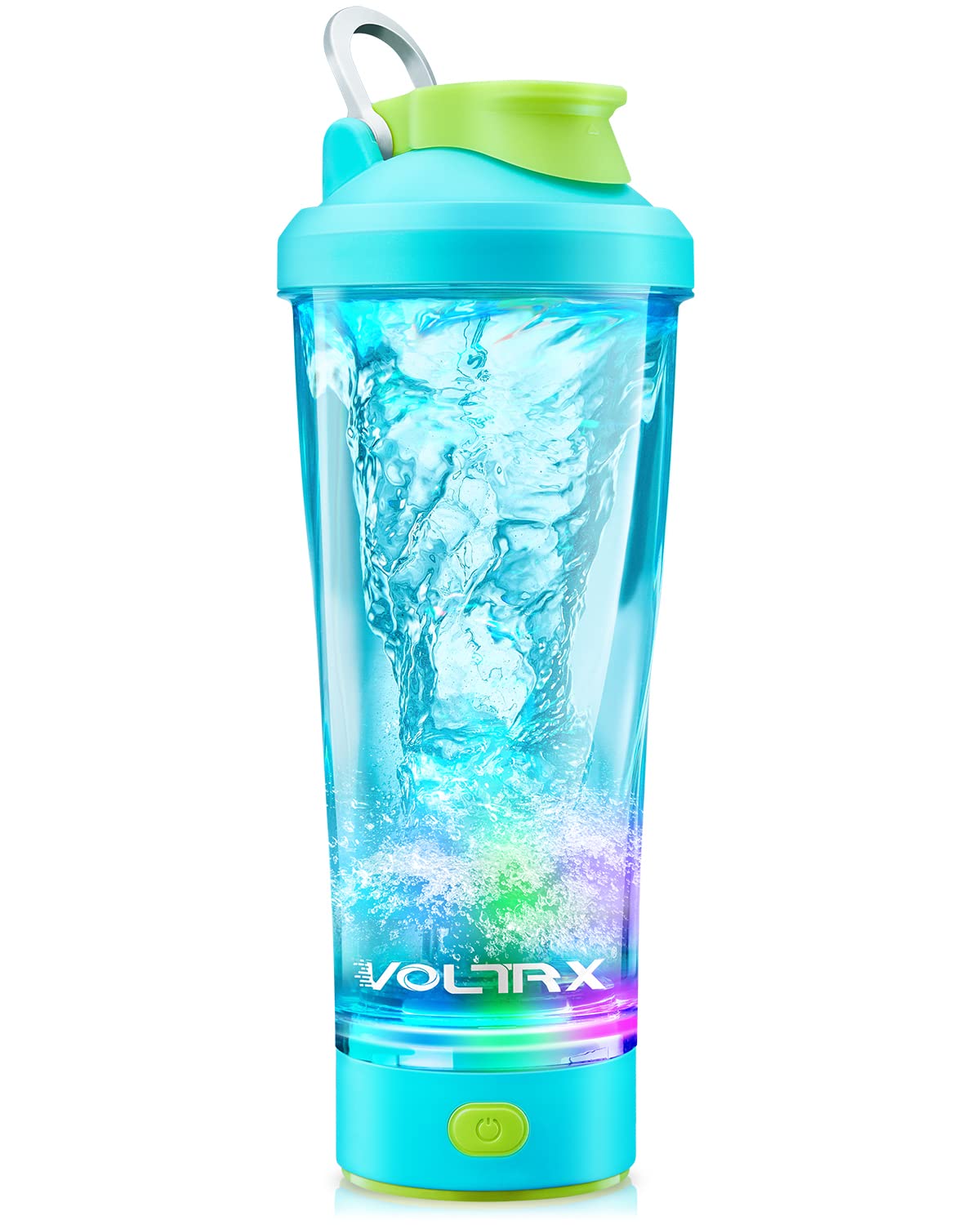 VOLTRX Electric Shaker Bottle-VortexBoost USB C Rechargeable Protein Shake Mixer, Shaker Cups for Protein Shakes and Meal Replacement Shakes, BPA Free, Waterproof,Colored Light Base,600ml,Aurora green