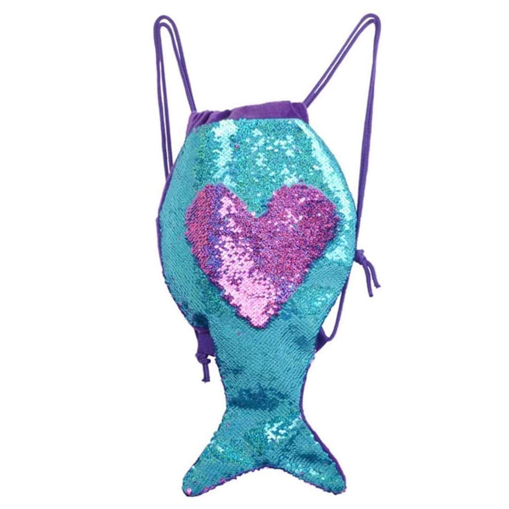 Girls Sequins Backpack for Kids, Mermaid Tail Backpack, Mermaid Drawstring Sequins Backpack Bag, Mermaid Sequin Bag, Magic Reversible Sequin Drawstring Backpacks, for Kids and Adults