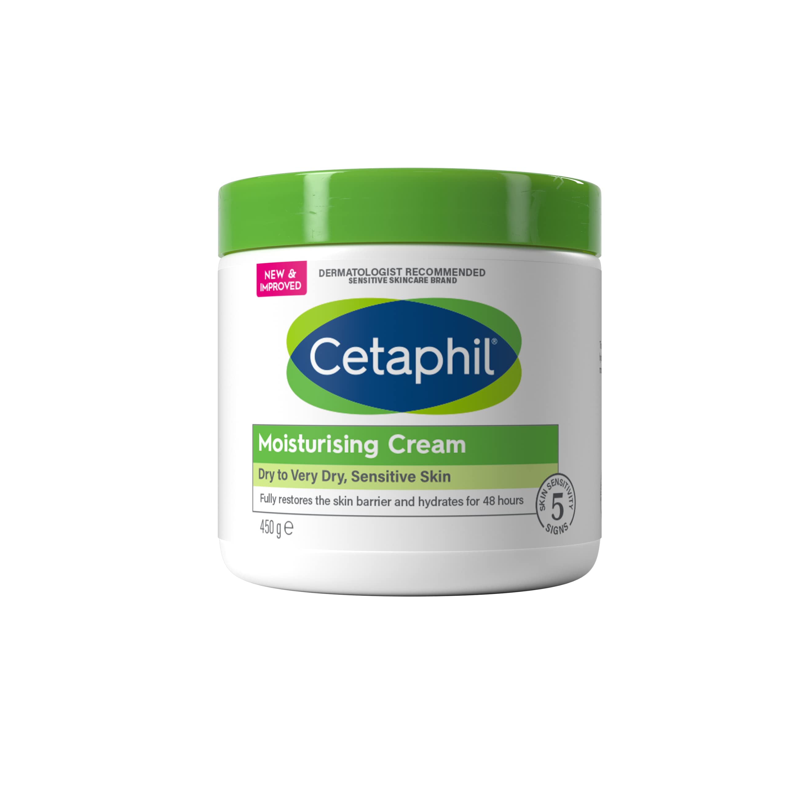 Cetaphil Moisturising Cream 450g , Non-Greasy Body Cream, Intensively Moisturises Dry And Sensitive Skin With Sweet Almond Oil, Vegan Friendly