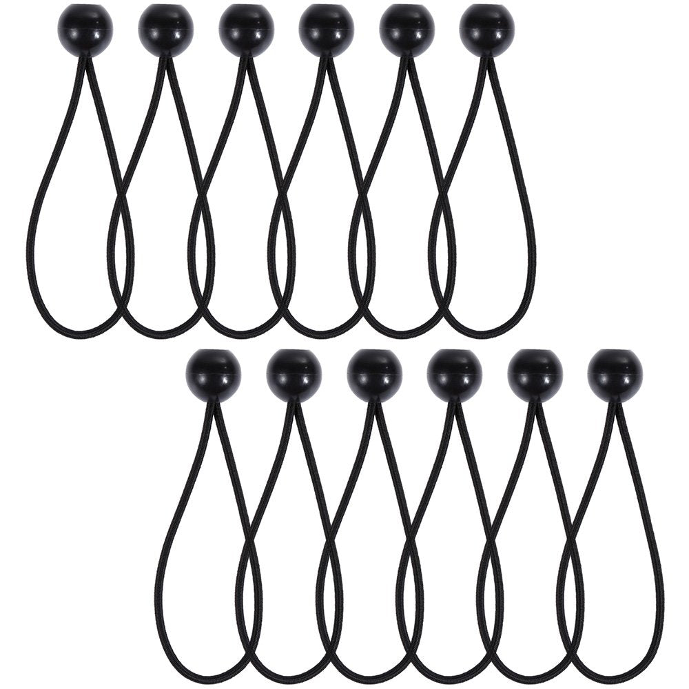 Rovtop 12 Pcs Black Tarpaulin Bungees Balls Tarp Bungee Cord for Banner, Tarpaulins, Pavilions, Tents