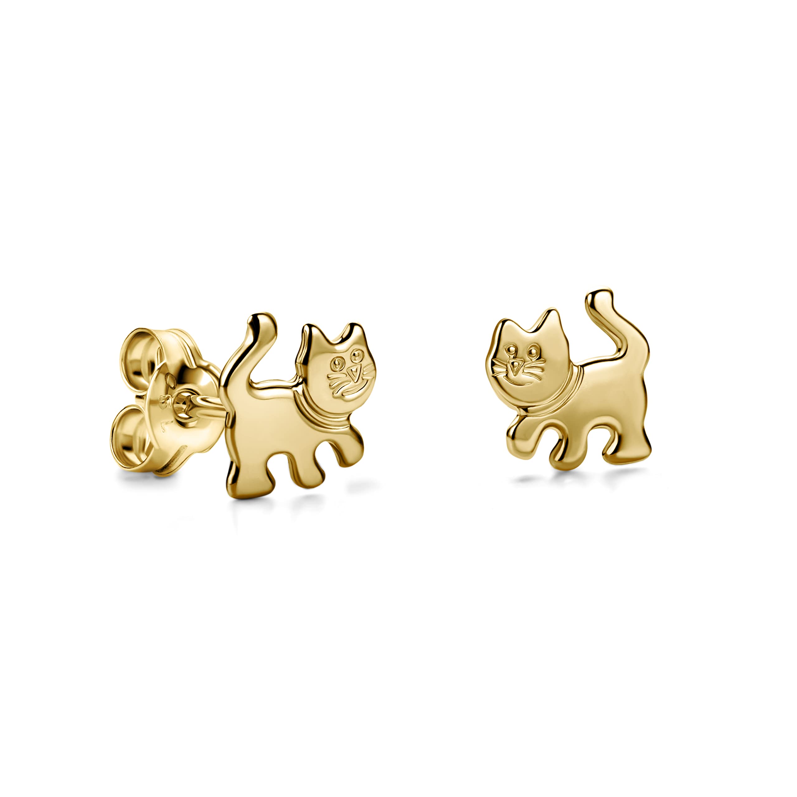 Miore Earrings for Kids studs with Cat Yellow Gold 18 Kt / 750