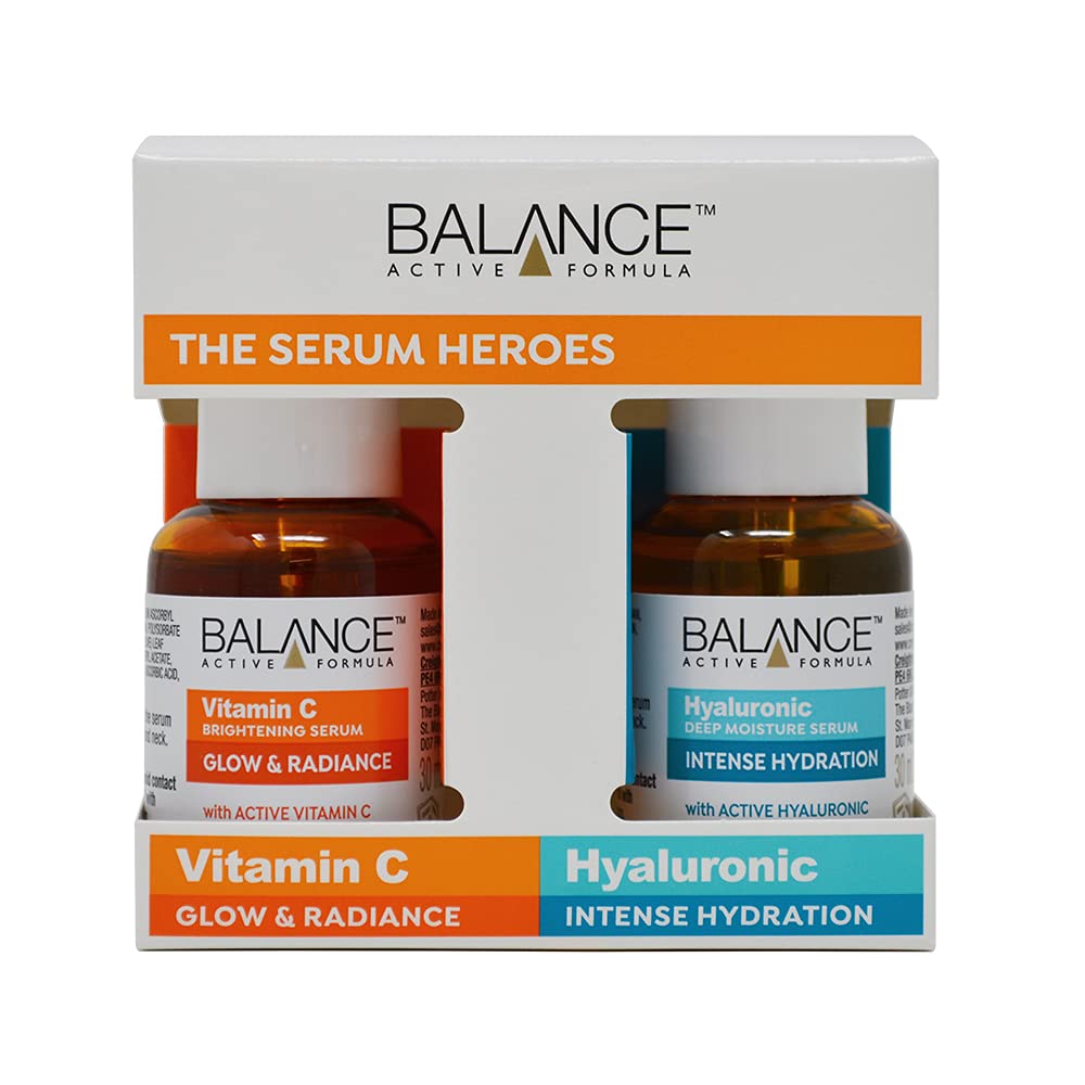 Balance Active Formula The Serum Heroes (Vitamin C Brightening serum & Hyaluronic Deep Moisture Serum) - Armed with active ingredients to glow and hydrate.