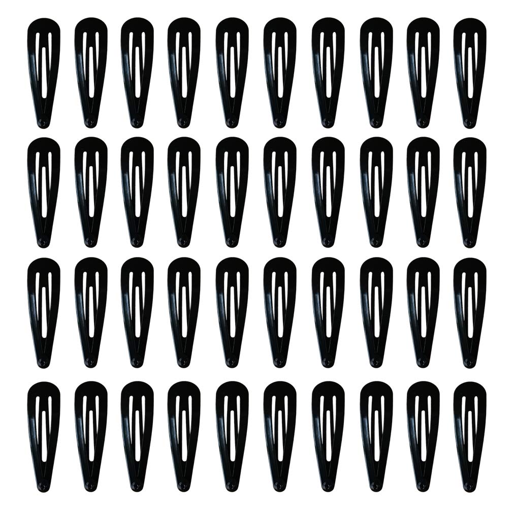 40 Pcs Black Color 2 Inch Metal Snap Hair Clips Kids Barrettes Girls' Hair Accessories