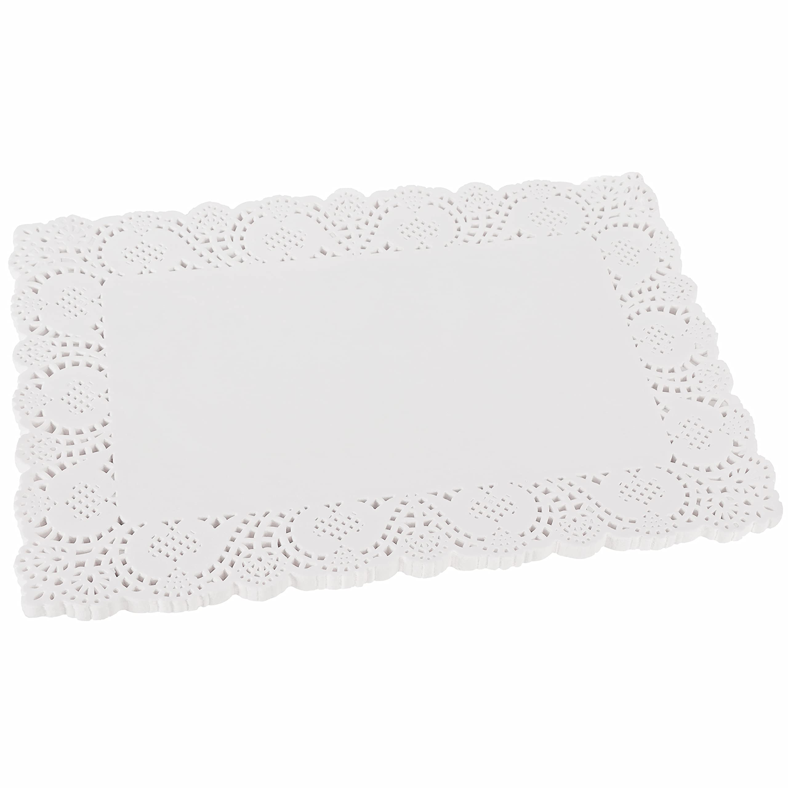 Belle Vous White Rectangle Lace Paper Doilies (100 Pack) - 36.5 x 26cm / 14.37 x 10.24 inches - Tableware for Cake, Wedding Decoration Placemats and Packaging