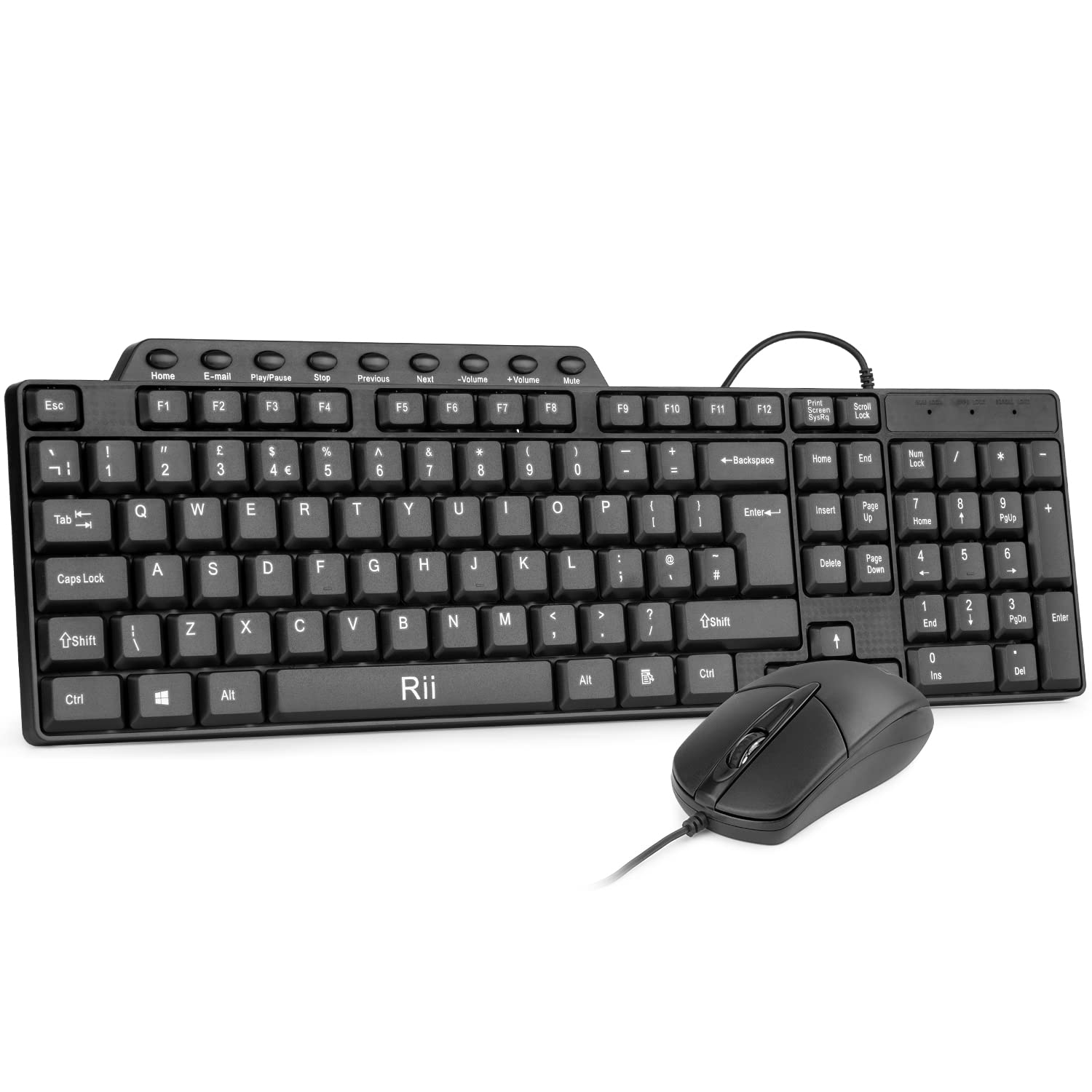 Wired Keyboard and Mouse,Rii RK203 Full Size Slim Keyboard, Business Keyboard and Mouse Wired for Computer,Laptop,PC,Notebook,Windows Home Office