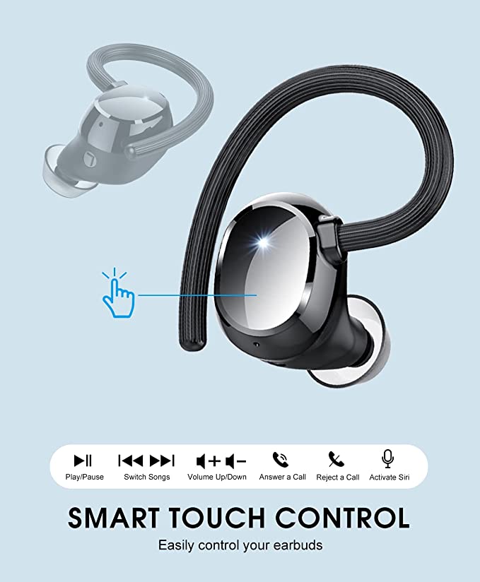 2022 Upgrade Wireless Earbuds,VOESUD Bluetooth 5.2 Headphones with Mic,Wireless Headphones Running with IP7 Waterproof Ear Hooks,Touch Control for Sport/Work