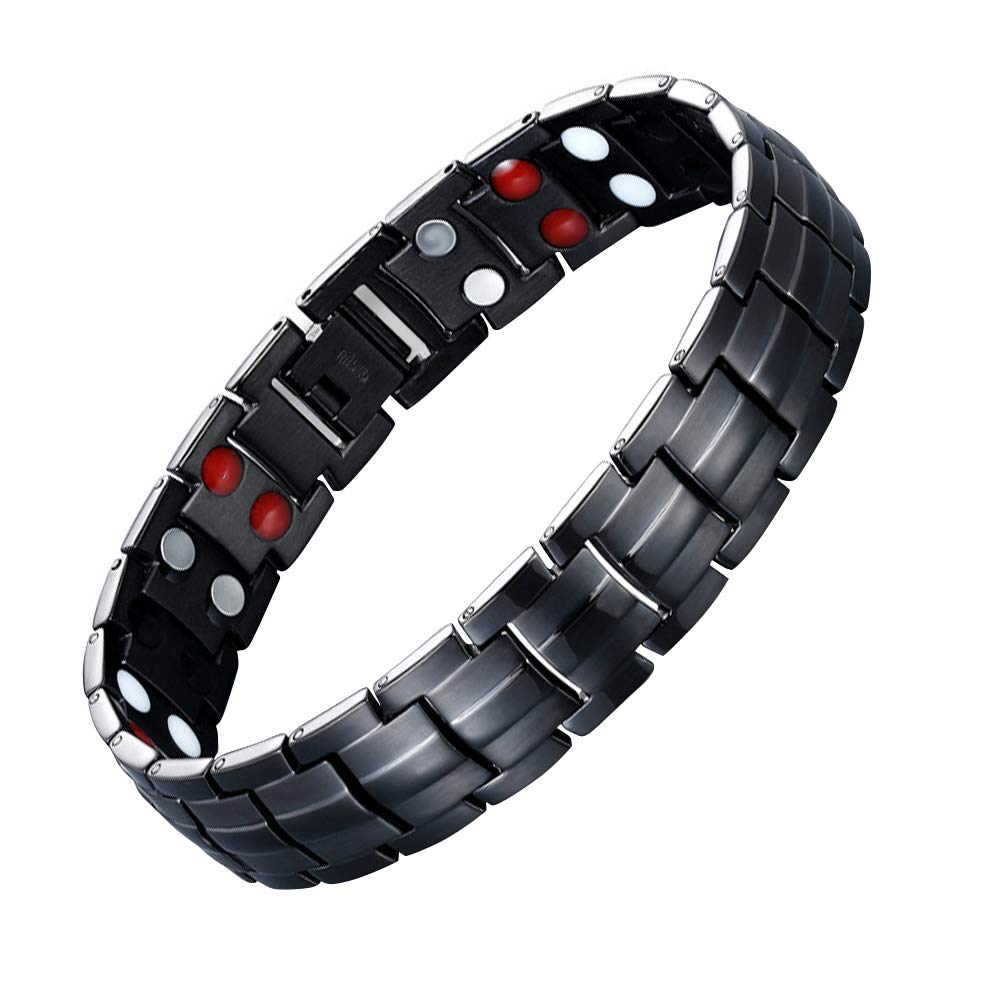 JFUME Men Black Blue Bracelets Fine Stainless Steel with Link Removal Tool 8.5" Adjustable