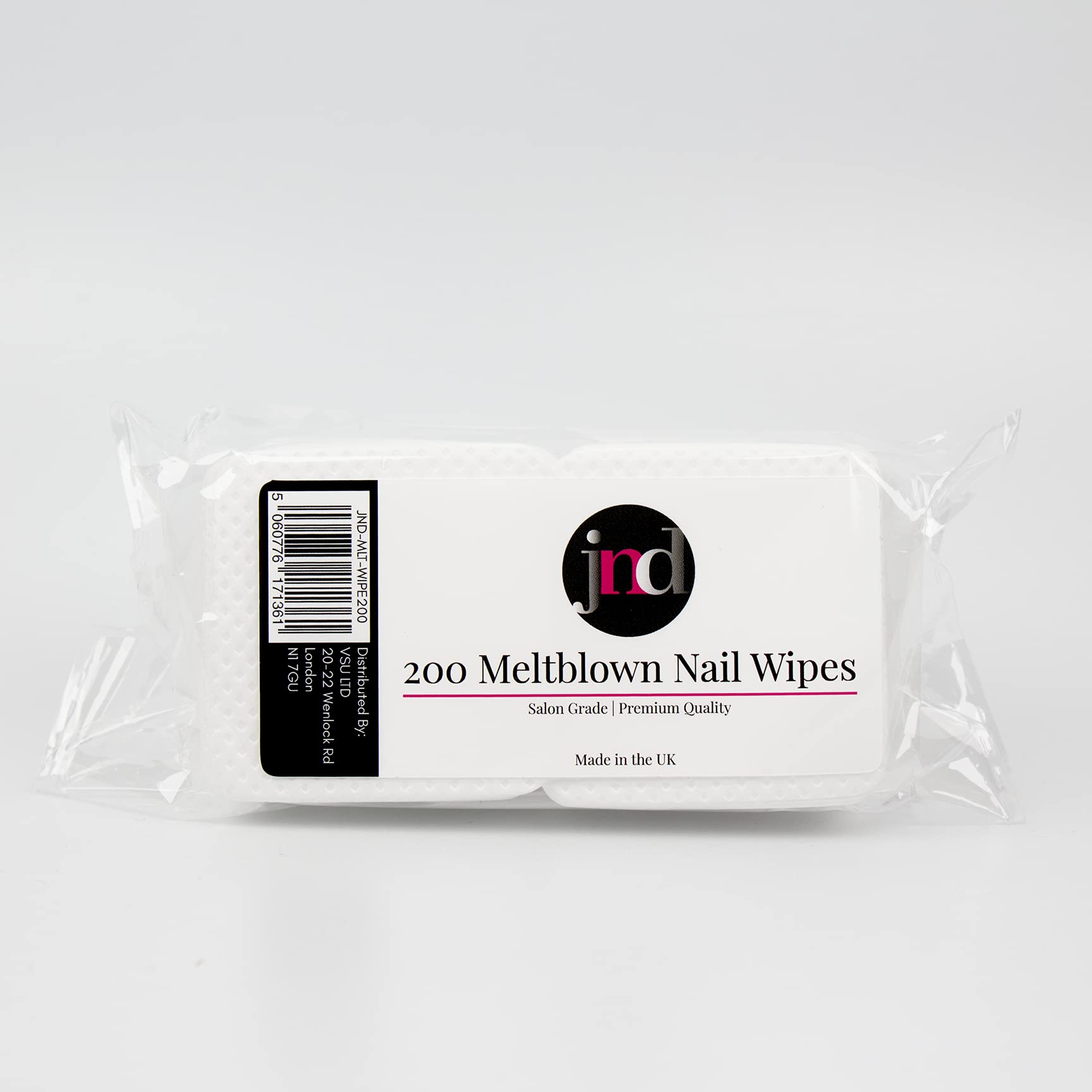JND Professional 100% Lint Free Meltblown Nail Wipes Pack of 200, Prep, Clean & Finishing Gel Nail Polish Cotton Fabric Pad Wipe (200pcs)