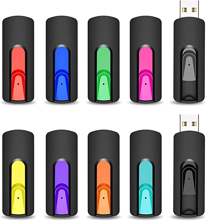 16GB USB Stick, Vansuny 10 Pack 16GB USB Flash Drive USB 2.0 Memory Stick Multipack Pen Drive Thumb Drive for PC, Laptop, Printer, LG TV, Car, DJ (10 Mixed Color)