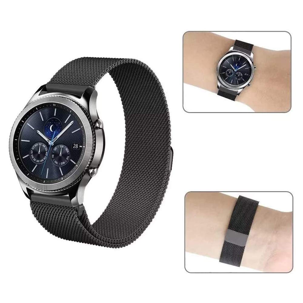 Quick Release Watch StrapMesh Woven Metal Watch Band with Magnetic Clasp for Men and WomenUniversal Strap for Smart Watches and Seiko Watches 16mm/18mm/20mm/22mm Sliver/Black