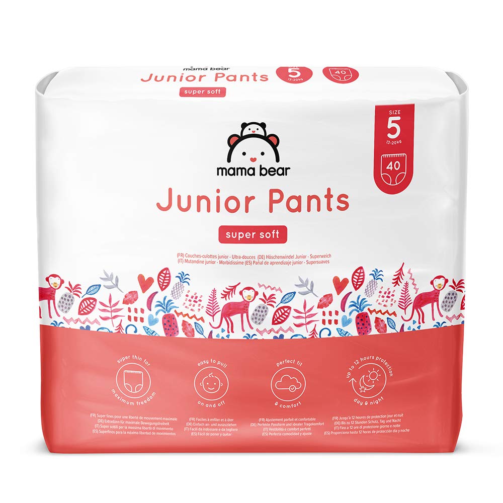 Amazon Brand - Mama Bear - 80 Junior Nappy Pants - Size 5 (13-20kg)