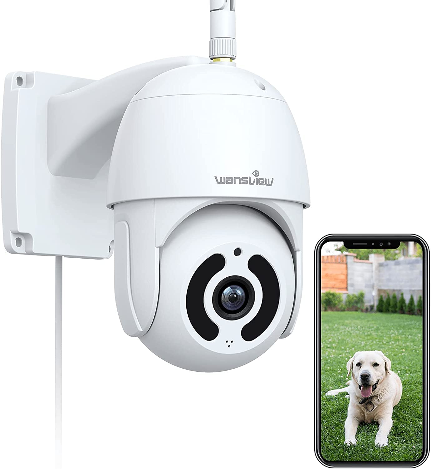 Security Camera Outdoor,Wansview 1080P Pan-Tilt Surveillance Waterproof WiFi Camera,Night Vision, 2-Way Audio,Motion Detection,SD Card Storage& Cloud Storage and Works with Alexa W9