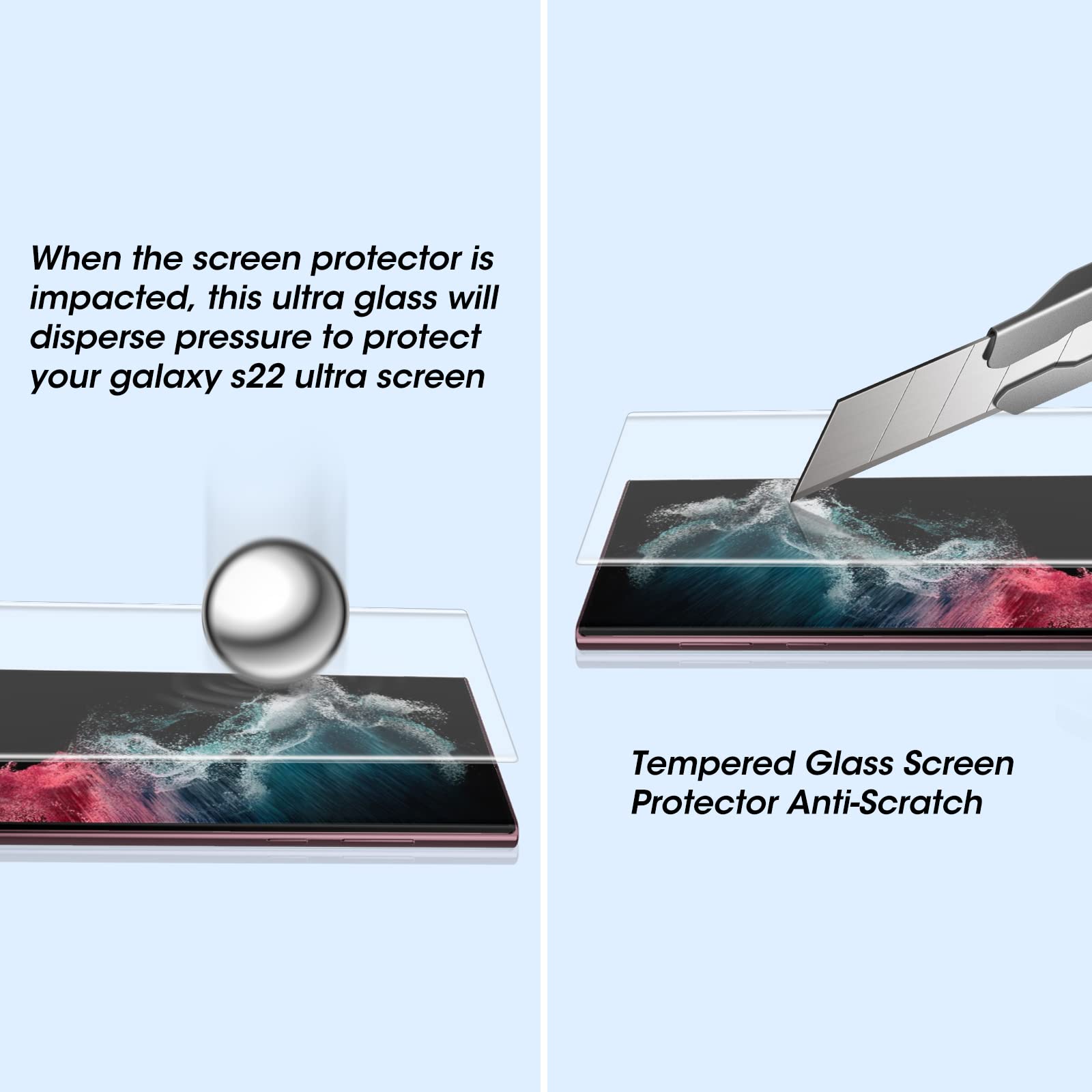 3 Pack Ultra Glass Screen Protector for Samsung Galaxy S22 Ultra Tempered Glass Shield Full HD 3D Curved Edge 100% Ultrasonic Fingerprint Unlocking Protector Easy Install Kit for Galaxy S22 Ultra 5G
