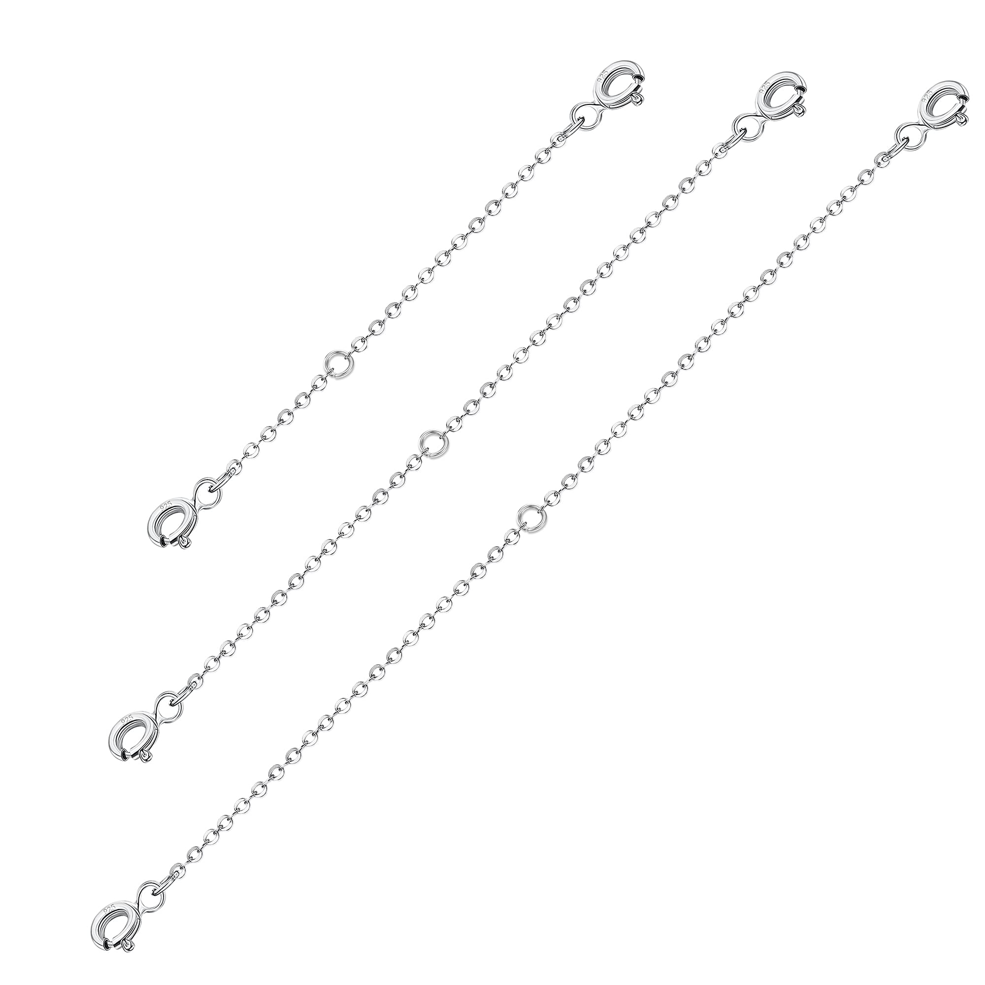KALVICA 3 Pcs 925 Silver Extender Chain Necklace Extender Bracelet Extension Chain for Jewellery Making Silver 5cm 7.5cm 10cm