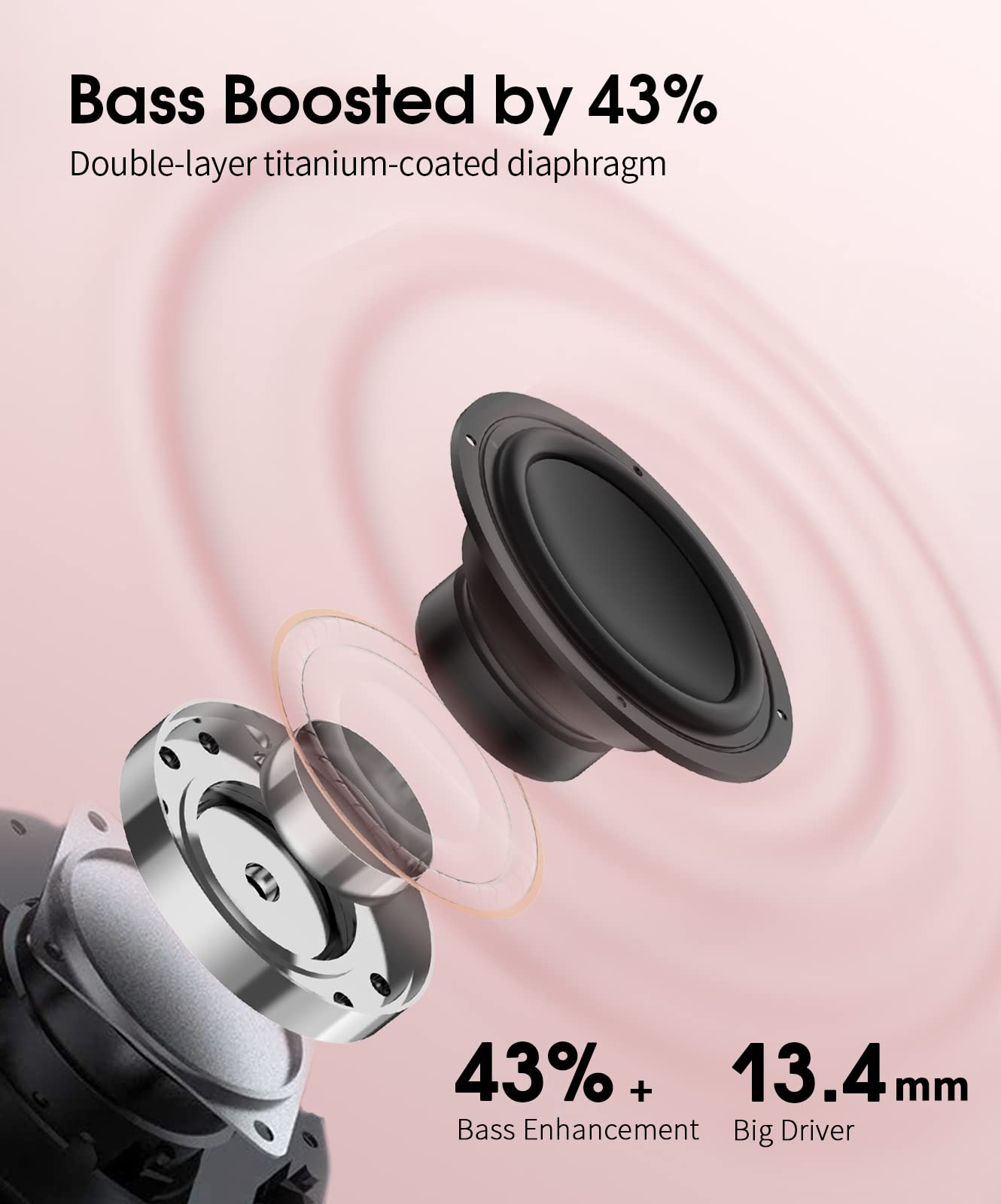 Cascho Wireless Earbuds, Wireless Headphones Running Bluetooth 5.2 Headphones, 60Hrs Playback HD Stereo Audio LED Display, In-Ear IP7 Waterproof Earhooks, Built-in Mic, Type-C, for Sports (Rose Gold)