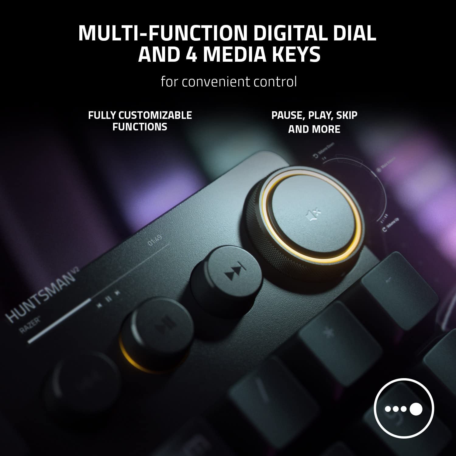 Razer Huntsman V2 (Purple Switch) - Optical Gaming Keyboard (Clicky Optical Switches, Doubleshot PBT Keycaps, Sound Dampening Foam, 4 Media Keys, Ergonomic Wrist Rest) UK Layout | Black