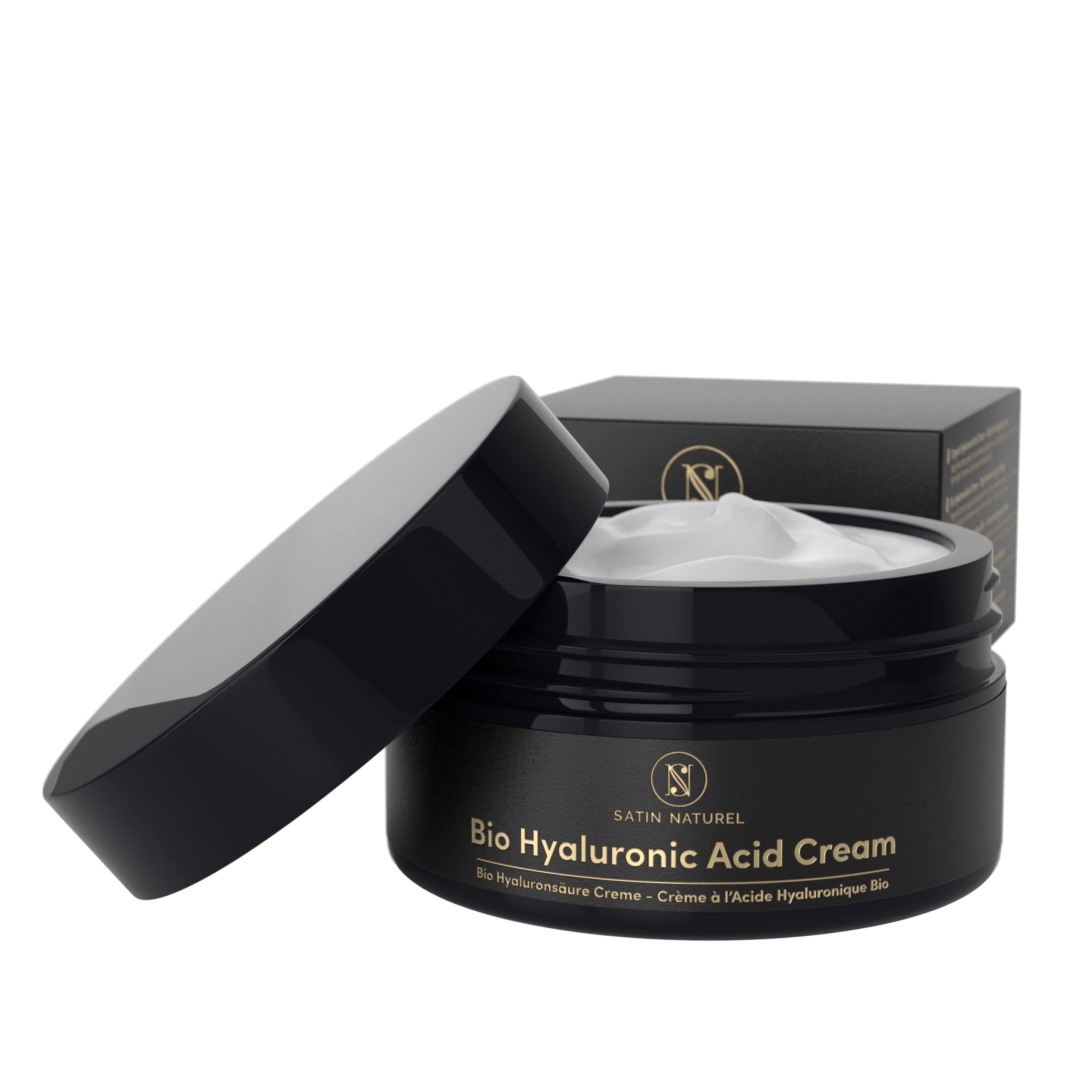 Hyaluronic Acid Face Cream Large 100ml - Concentrated Anti Wrinkle Moisturiser with Aloe Vera - Organic Face Cream for Women - Repair Night Cream - Vegan Anti Ageing Skin Care - Satin Naturel Skincare