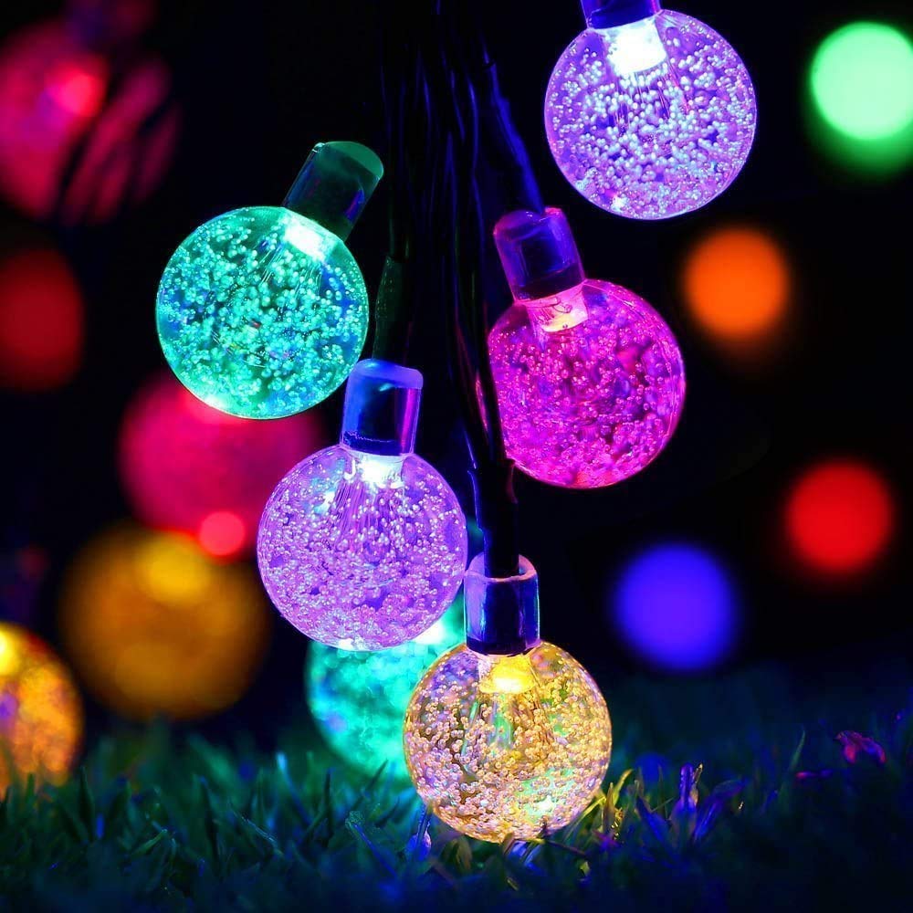 Solar String Lights,Christmas String Garden Lights 60 LED 35Ft Waterproof Indoor Outdoor Festival Lights Crystal Ball Decorative Fairy Lights for Garden Patio Yard Home Wedding Christmas Parties