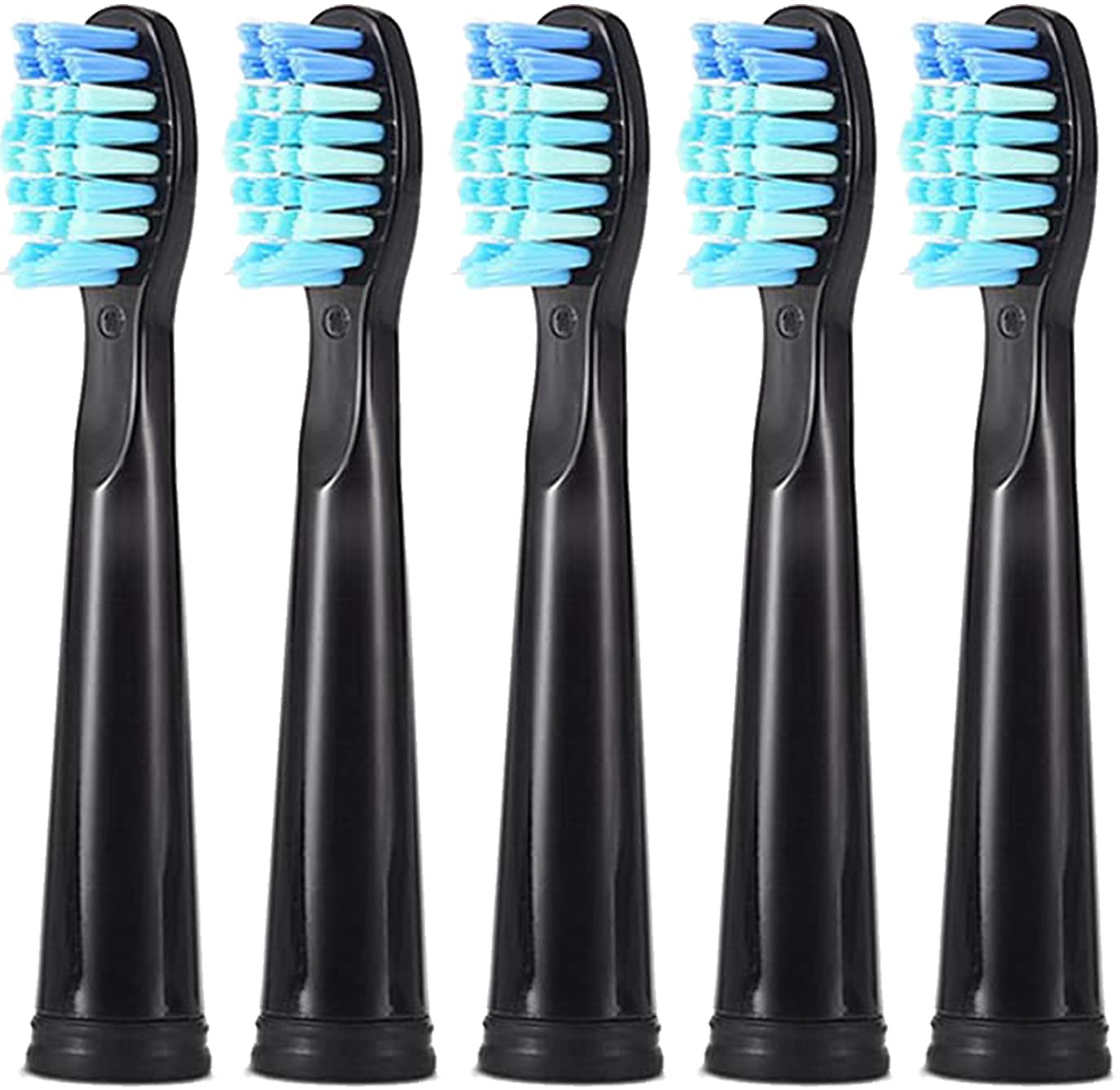 5pc Toothbrush Heads Compatible with Fairywill D7/D8/FW507/508, FW551/917/959/D1/D3-Black