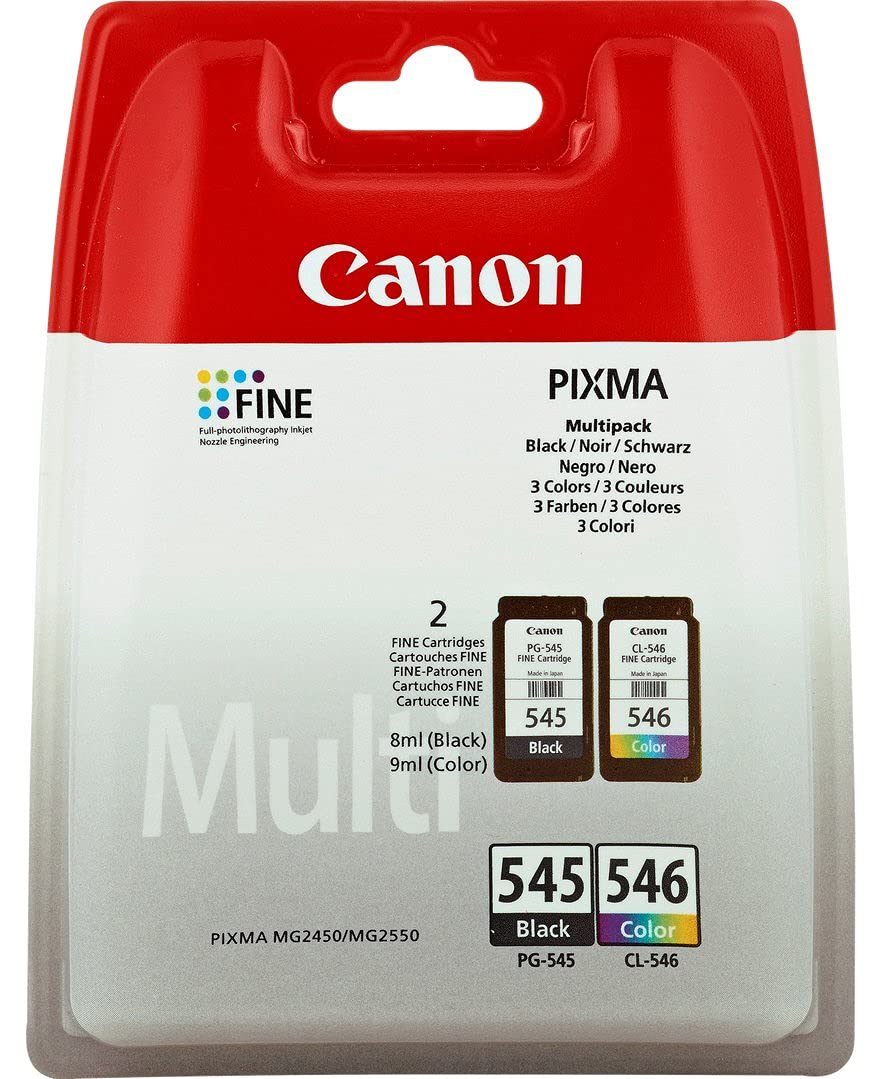 Canon PG-545 / CL-546 Multipack black & colour original ink cartridge for PIXMA MG2450 MG2455 MG2550 MG2555 iP2850 iP2855 MG2950 MG2950S MG2955 MX495 Printers