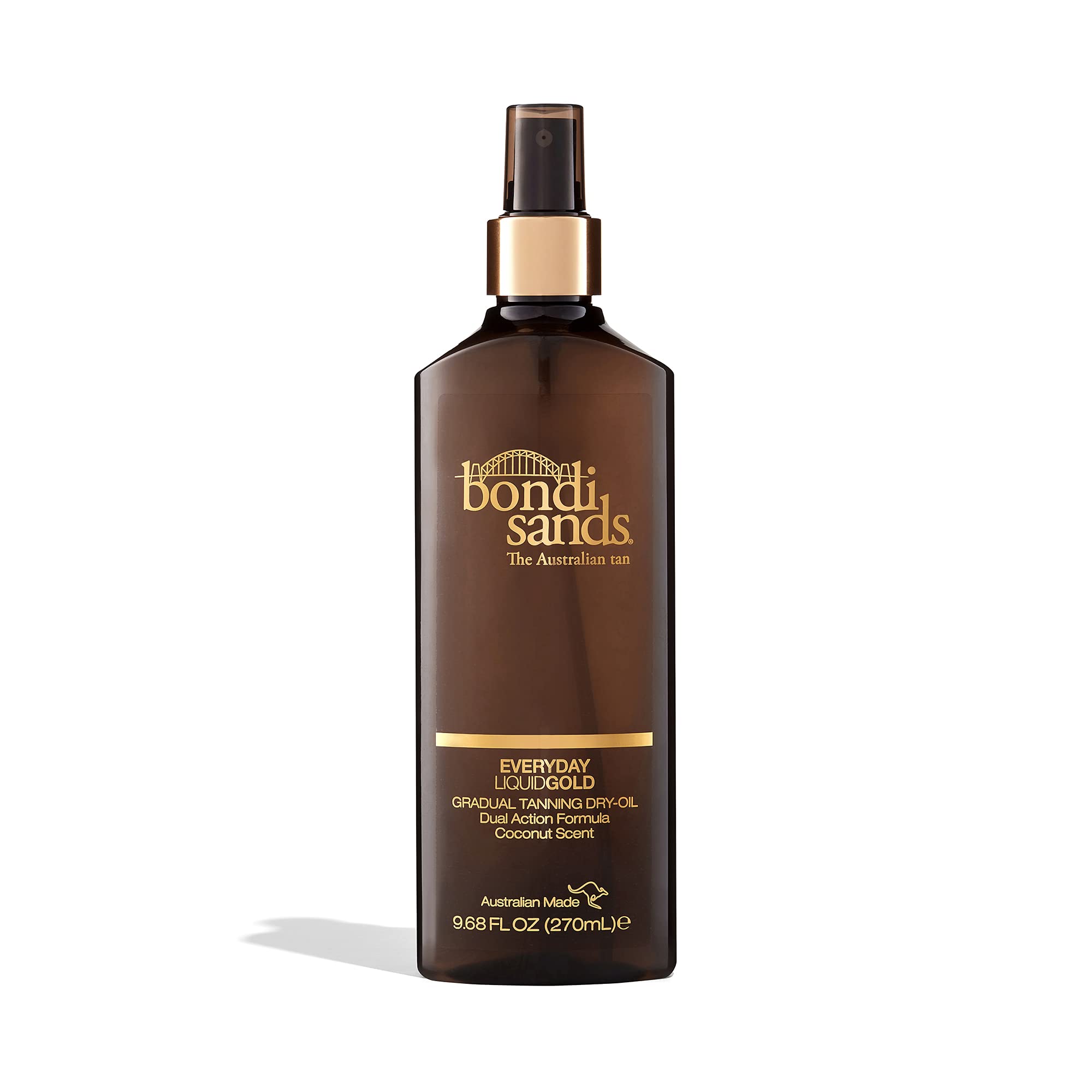 Bondi Sands Everyday Liquid Gold Self-Tanning Dry Oil | Gradual Tanning Oil Builds a Natural Glow in 1-3 Applications, Enriched with Argan Oil, Vegan + Cruelty Free, Coconut Scent | 270 mL/9.12 FL Oz