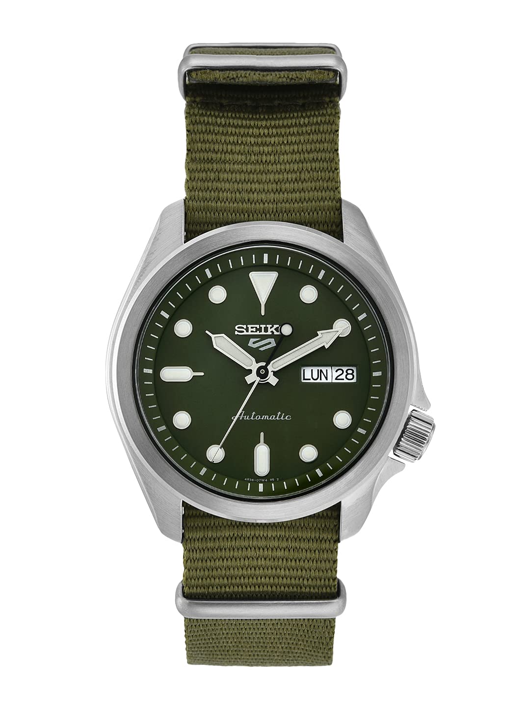 Seiko 5 Sports Green Dial Green Nylon Strap Men’s Watch SRPE65K1