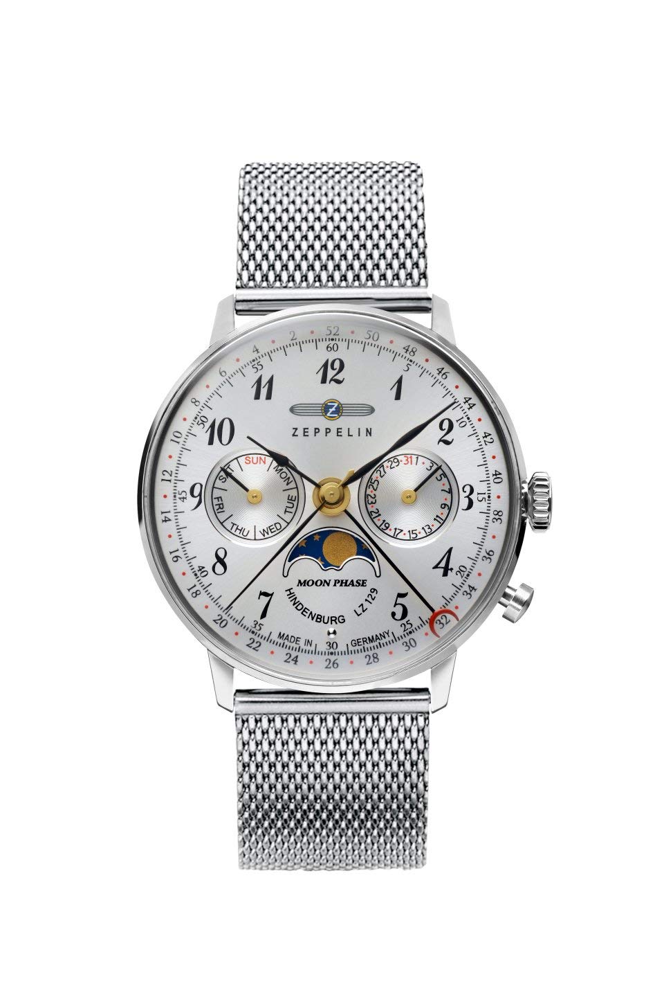 Zeppelin Unisex Chronograph Quartz Watch with Stainless Steel Strap 7037M-1