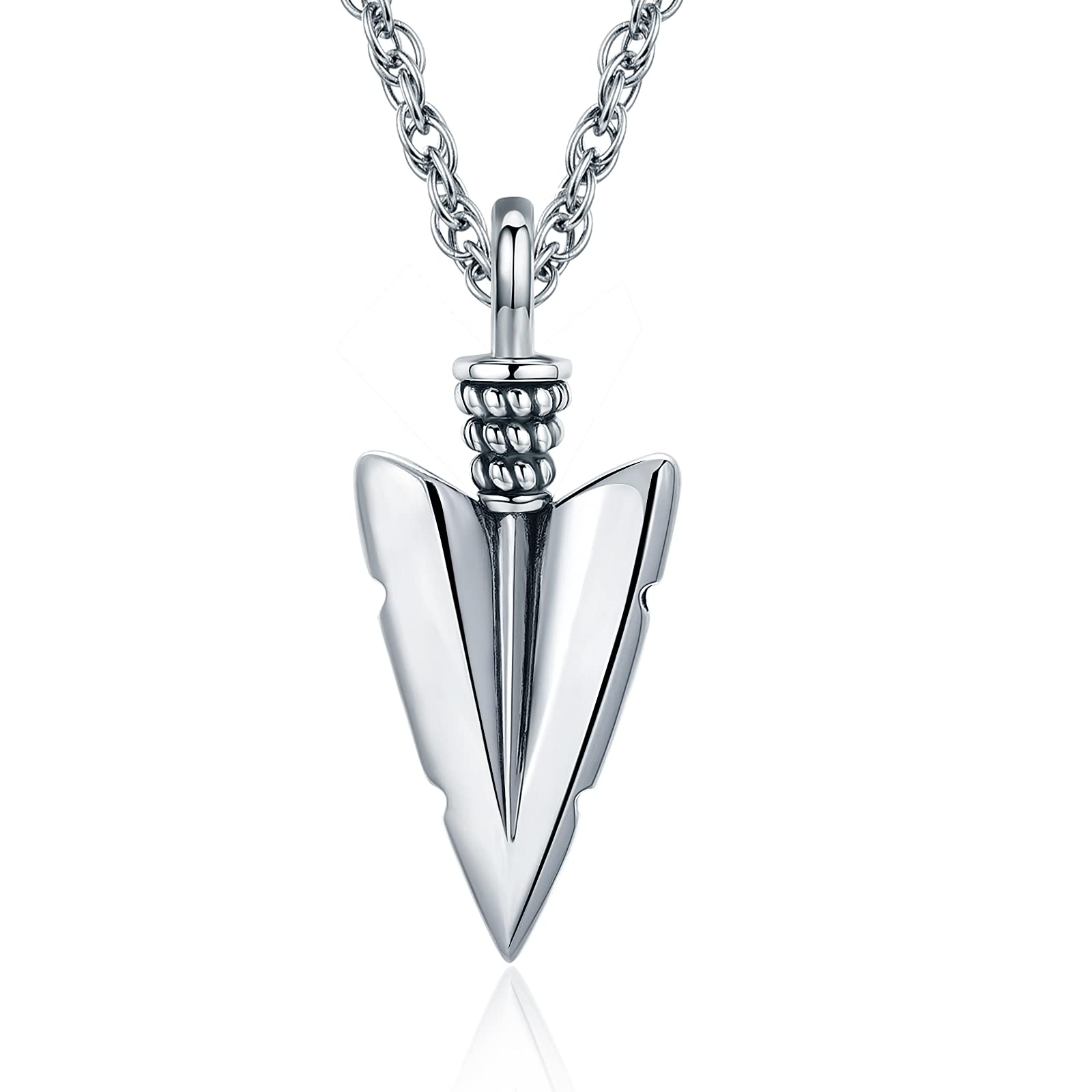 PRAYMOS Arrowhead Mens Necklace S925 Sterling Silver Arrow Jewelry Personalized Pendant for Man Boyfriend Brother Husband Gift,20'' +2'' Chain
