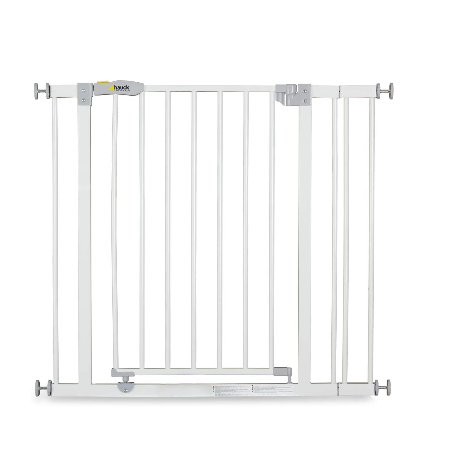 Hauck Safety Gate for Doors and Stairs Open N Stop Including 9 cm Extension/Pressure Fit/84 - 89 cm Large/Metal/ White