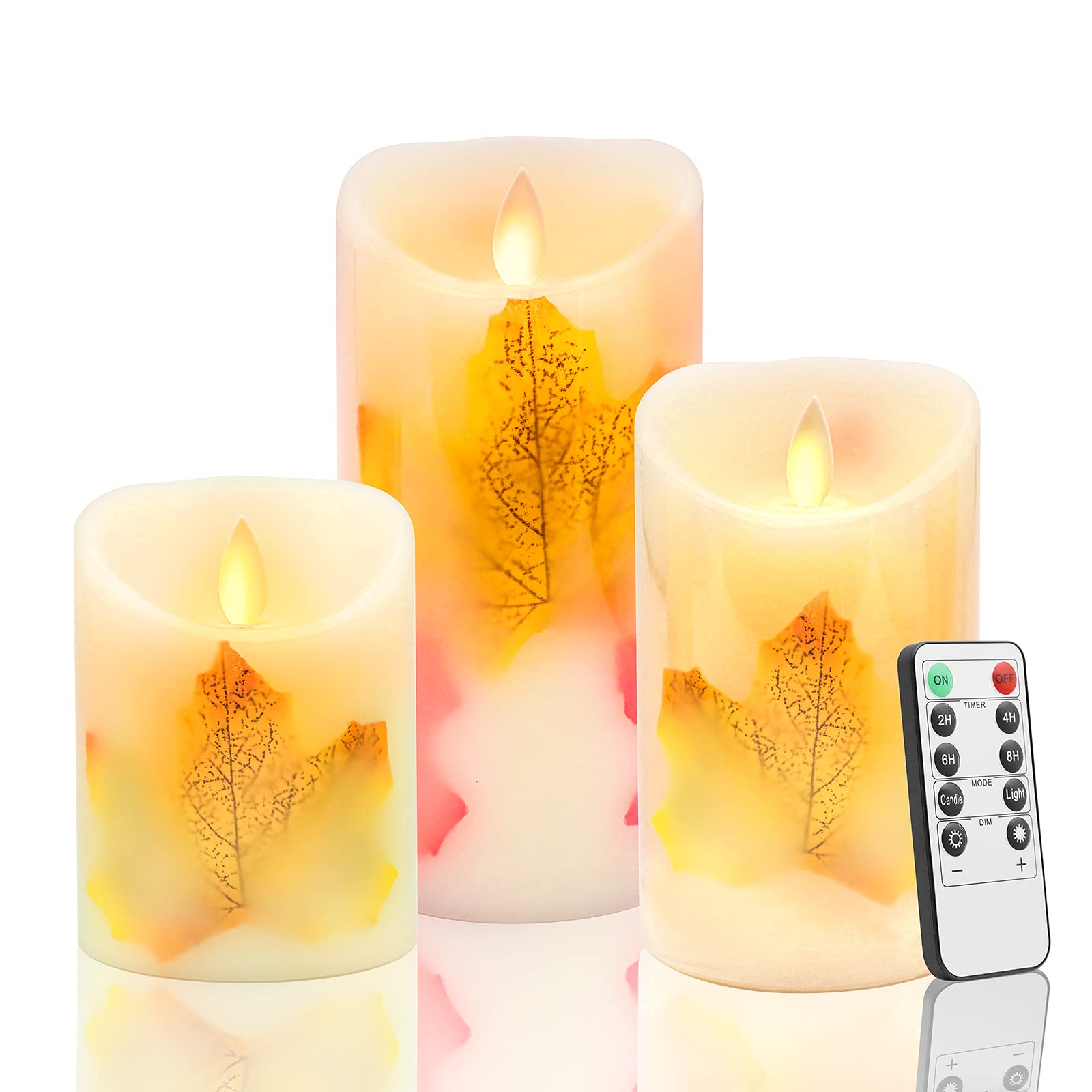 Flameless Candles Light, Veeki Battery Candles Warm White Flameless Pillar Candles LED Candles Moving Wick Flickering Candle Lights ,Led Candles with Remote Control Timer Decorative Candles (3 Pack)