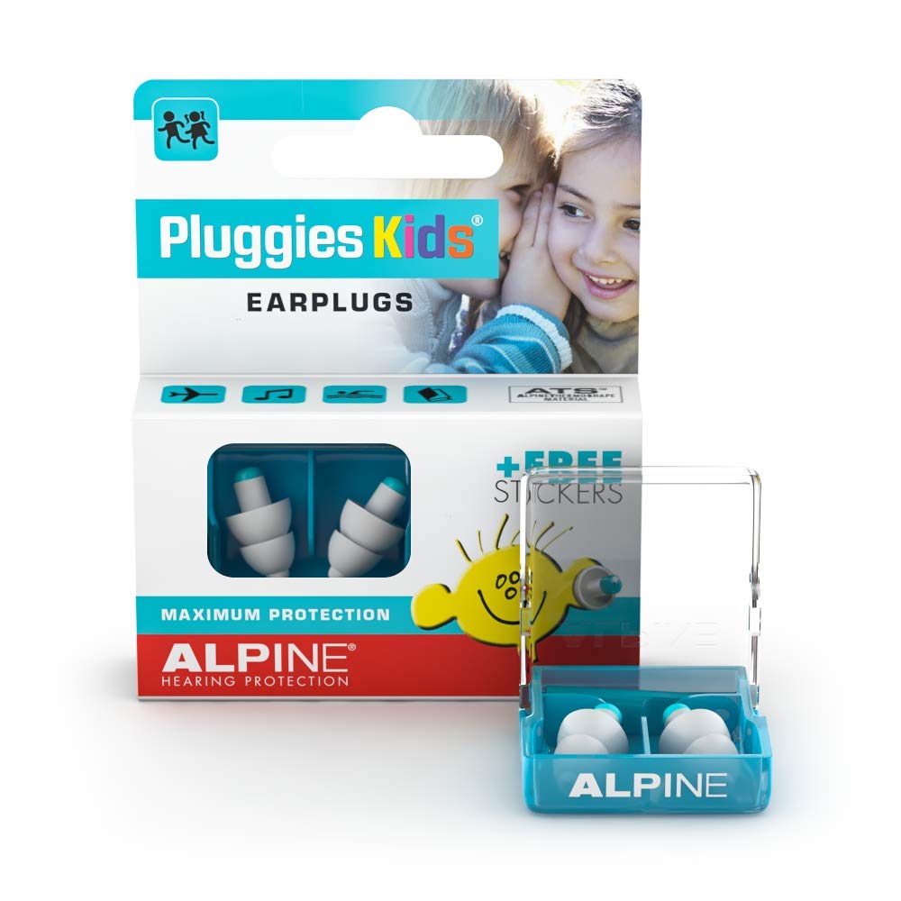 Alpine Pluggies Kids Ear Plugs - for Children and Smaller Ear canals - for Flying and Swimming - Comfortable Hypoallergenic Material - Reusable earplugs