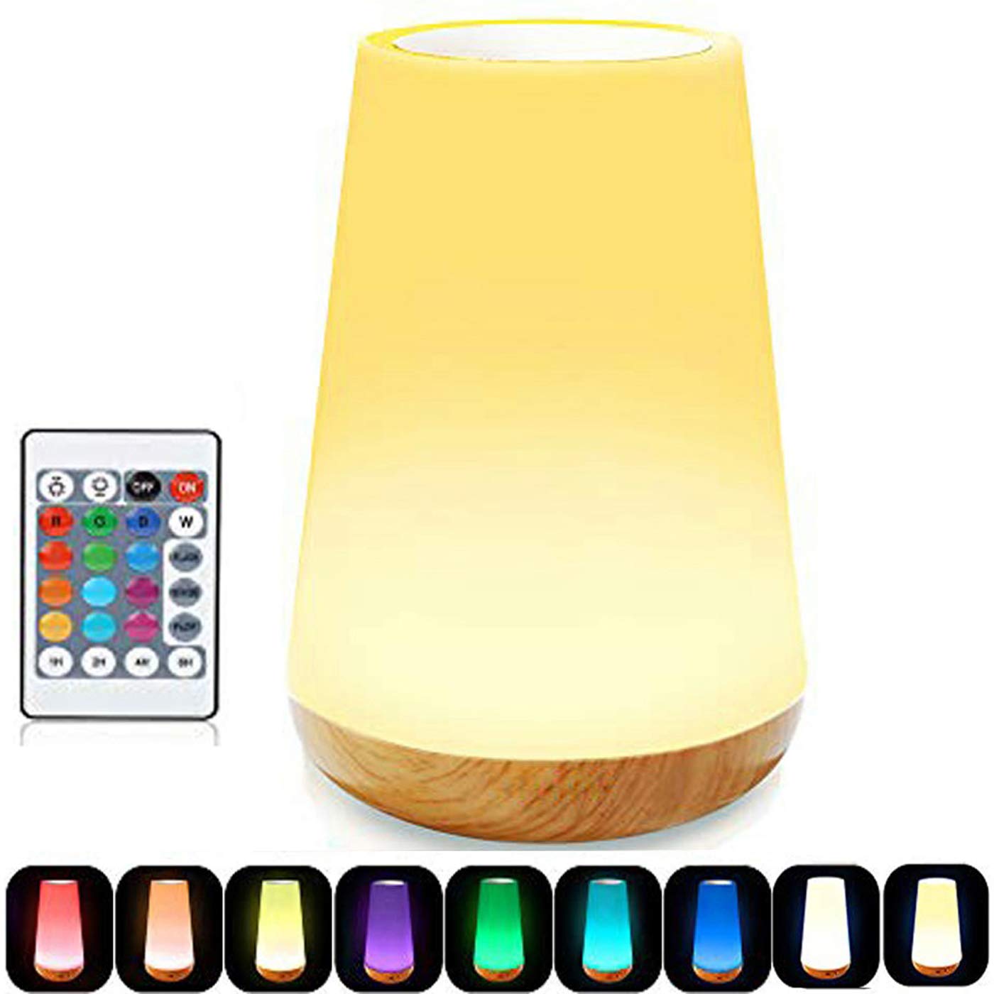 Caxmtu LED Night Light Touch Lamp Bedside Table Lamp for Kids Bedroom Rechargeable Dimmable with Remote Control and Timing Function Warm White Light + RGB Color Changing
