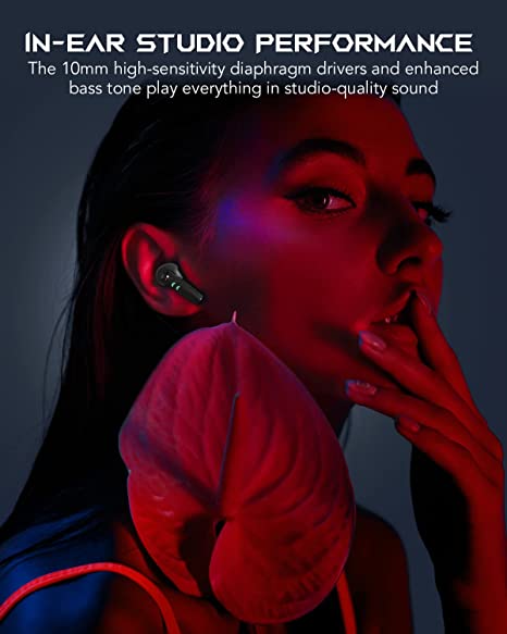 Black Shark Wireless Earbuds with 0.035s Ultra-low Latency, Dual Environmental Noise Cancelling Microphones, Bluetooth headphones Gaming Earbuds with Bluetooth 5.2, IPX5 Waterproof, 26h Listening Time