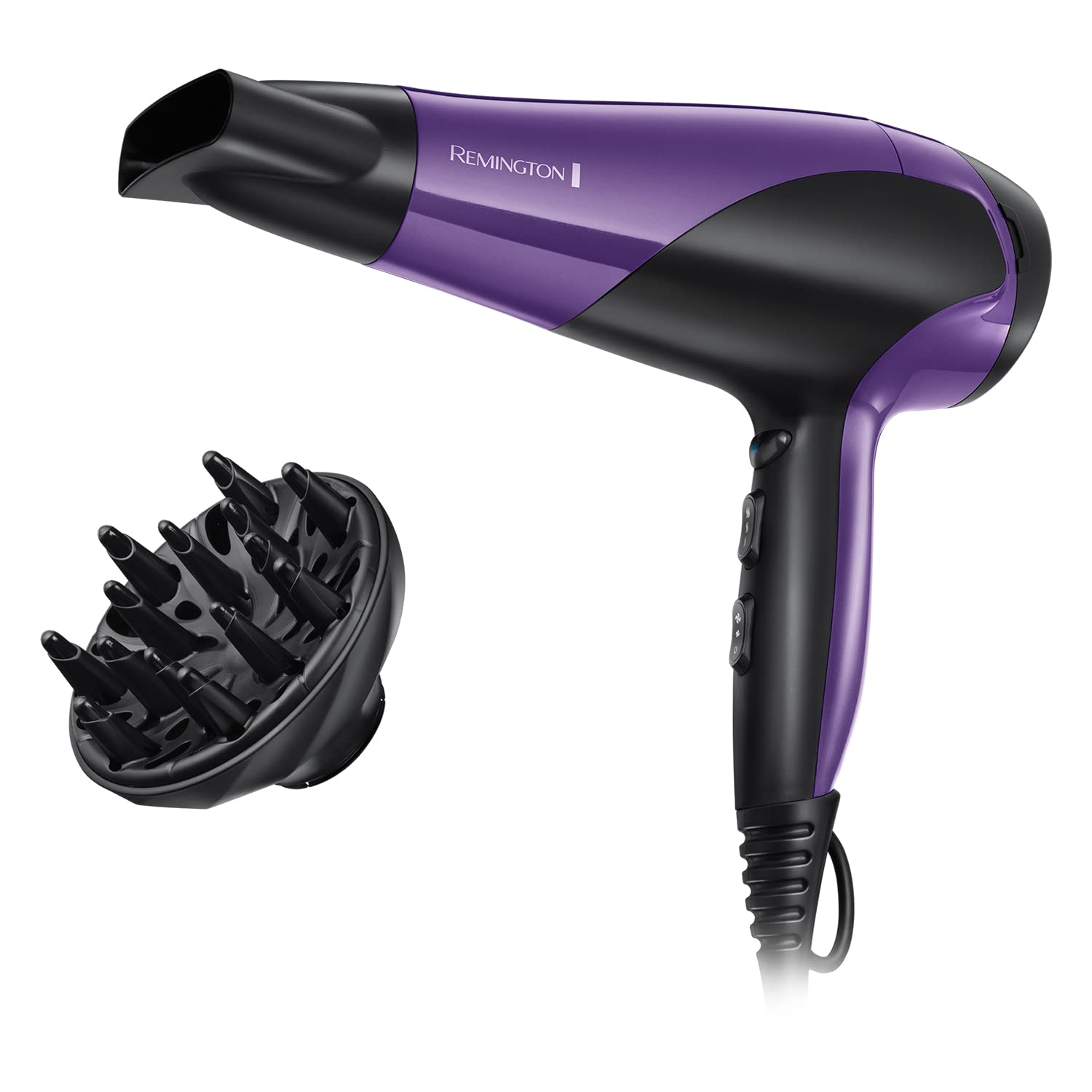 Remington D3190 Ionic Conditioning Hair Dryer for Frizz Free Styling with Diffuser and Concentrator Attachments, 2200 W, Purple