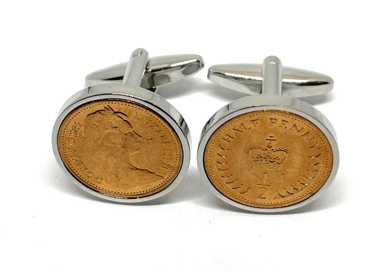 1982 40th Birthday / Anniversary Half pence coin cufflinks - Half pence cufflinks from 1982 for a 40th Birthday