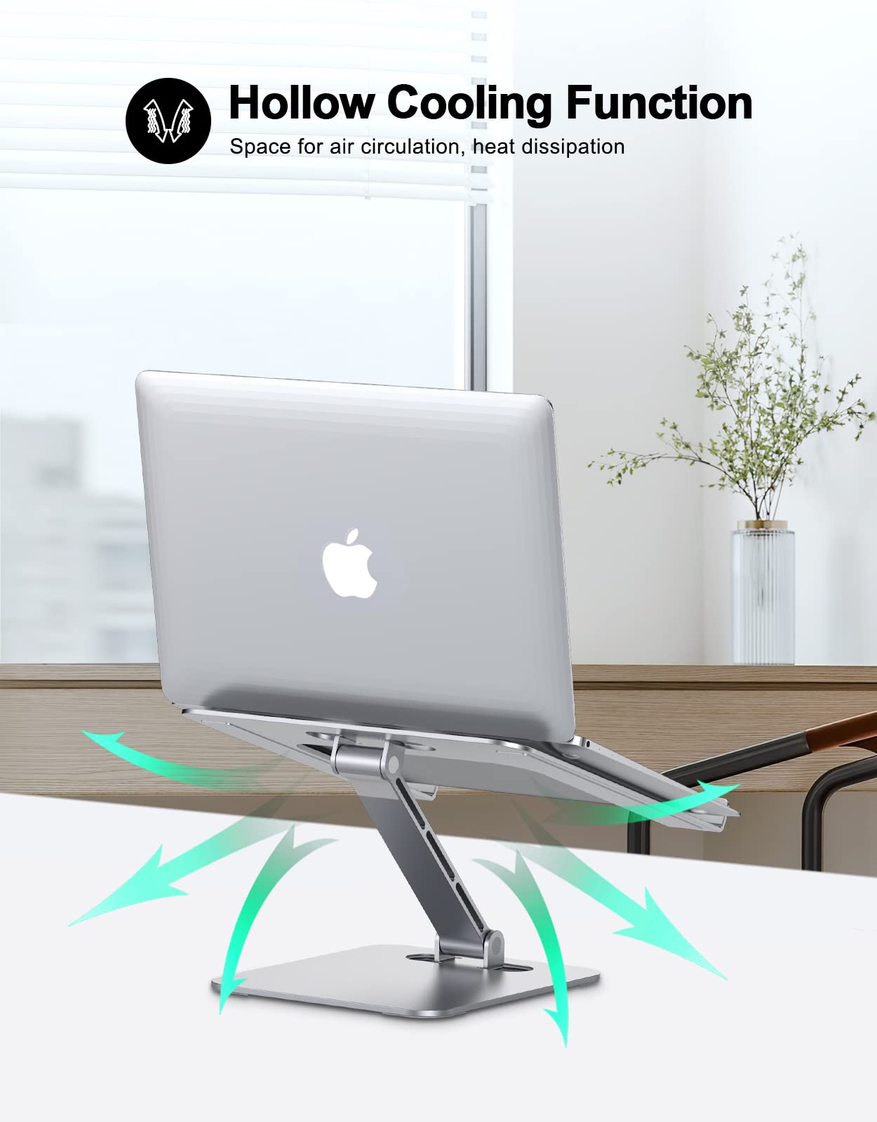 Glangeh Laptop Stand, Adjustable Ergonomic Portable Aluminum Laptop Riser, Foldable Computer Stand Compatible with MacBook Air Pro, Samsung, Sony, Dell, ASUS, Lenovo, HP, More 10-16" Laptops