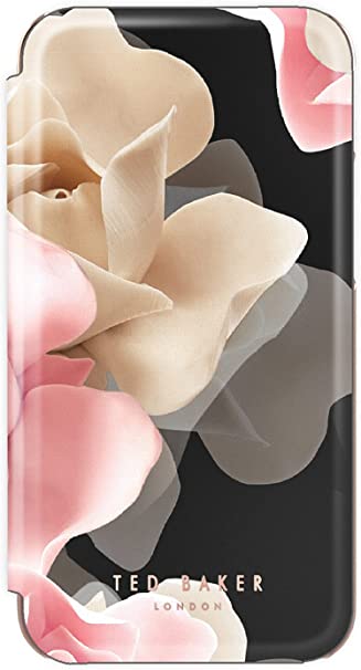 Ted Baker KNOWANE Mirror Folio Case for iPhone 12/12 Pro (6.1inch) - Porcelain Rose (Black)