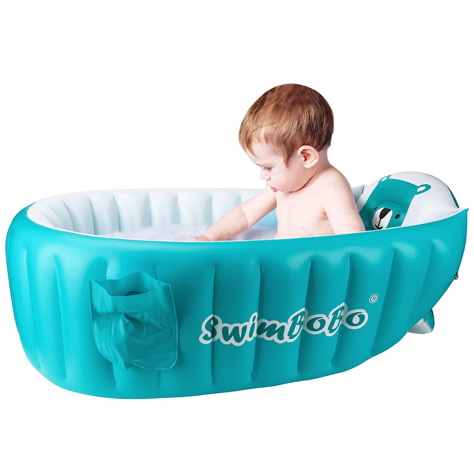 Inflatable Baby Bath Tub Portable Foldable Travel Mini Swimming Pool Helps Infants to Toddler Tub (Blue)