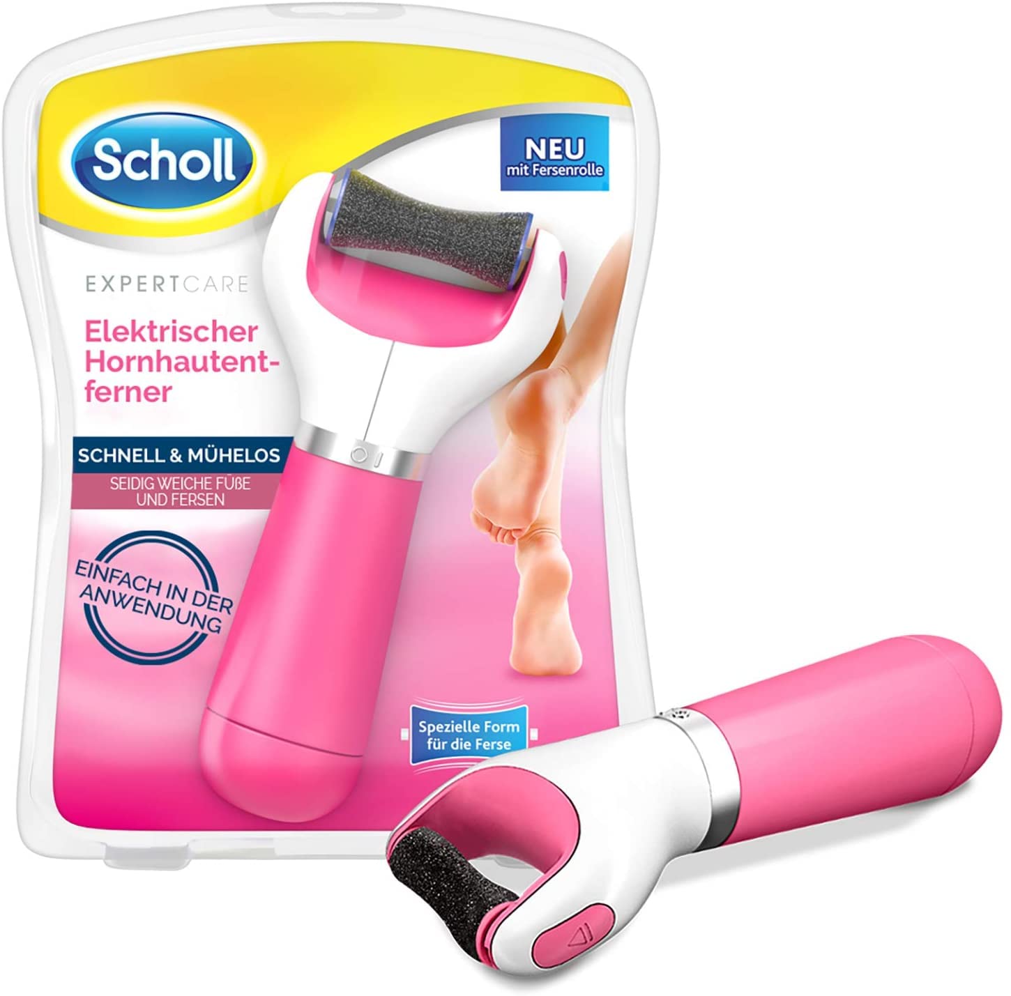 Scholl Velvet Smooth Pedi Electric Foot File Hard Skin Remover, Pink