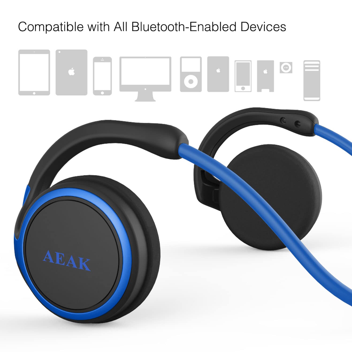 Bluetooth Wireless Running Headphones, Zero Pressure Design Earphone with HiFi Stereo Sound, Clear Voice Capture Technology, Foldable Pocket Size for Gym/Yoga/Travel(blue)