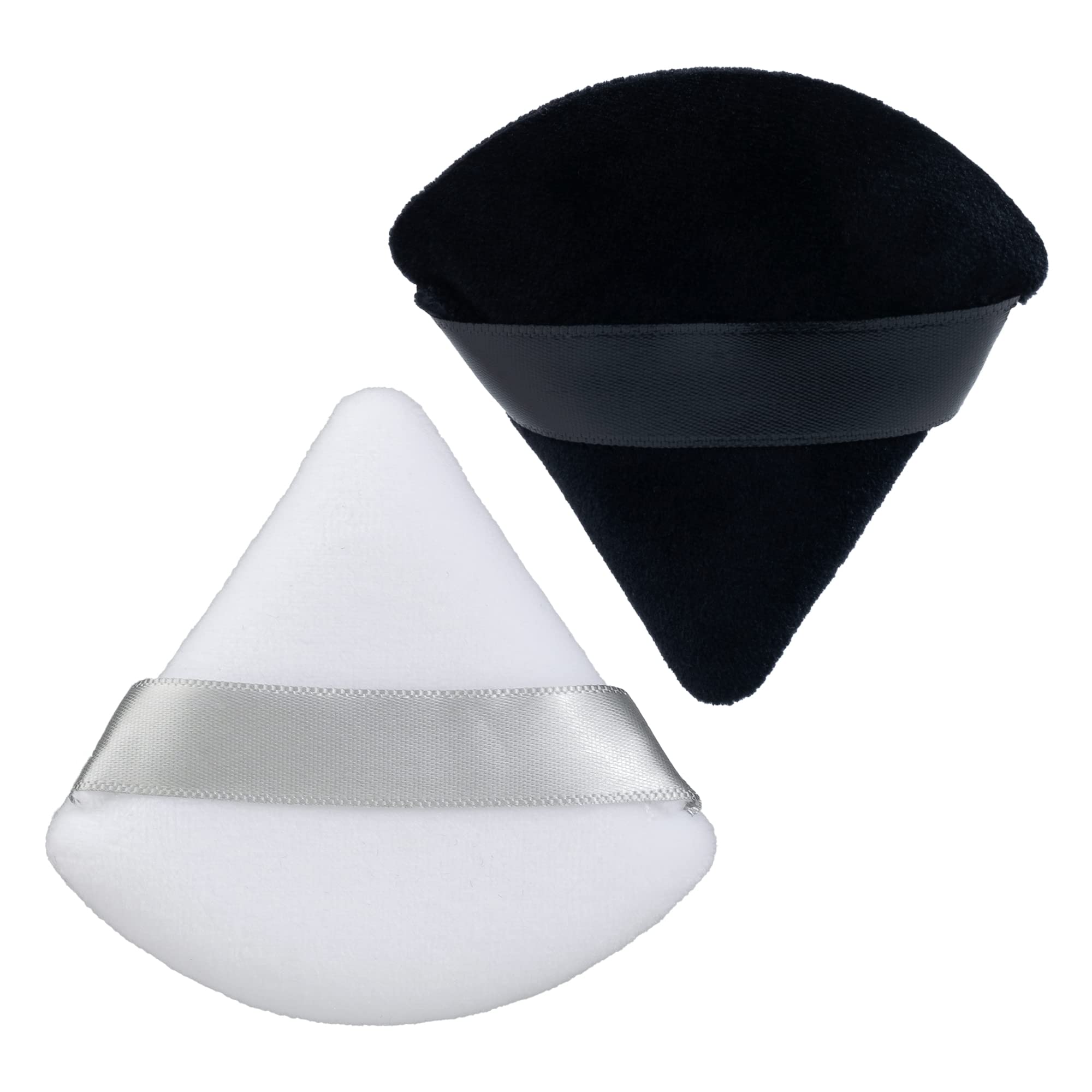 Powder Puffs, Black White 2 Pieces Triangle Powder Puffs Soft Makeup Velour Puff for Pressed Powder Loose Powder, Cotton Mini Powder Puff for Face Cosmetic Foundation Sponge Mineral Powder Dry Makeup