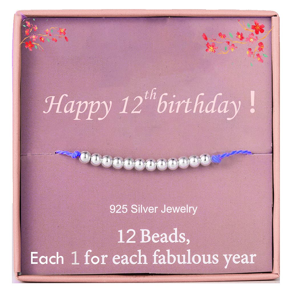 Birthday Gifts for 12th Girls Gifts for Girls Silver Beads bracelet for 12 Year Old Girl Jewellery Gift Idea