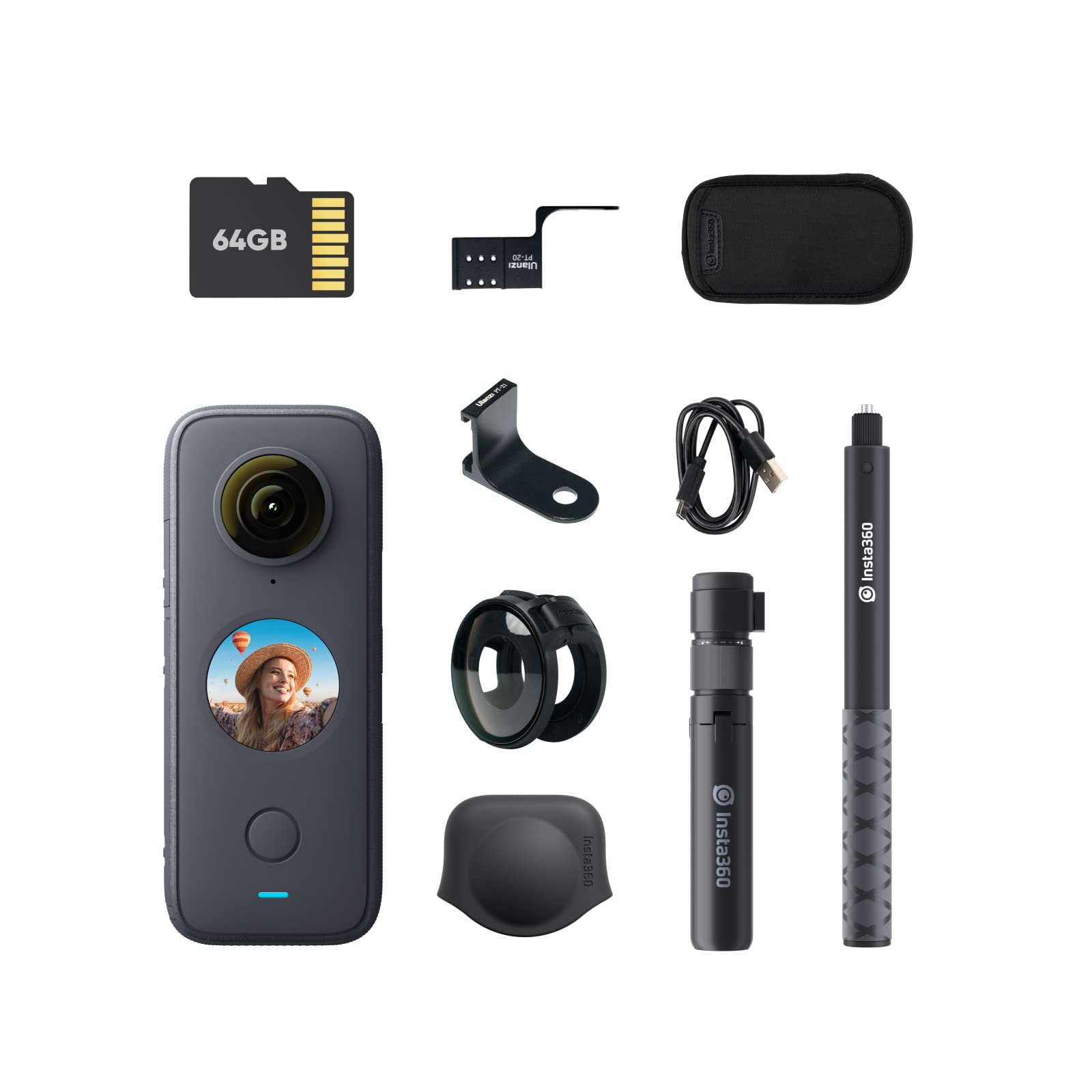 Insta360 ONEX2 Creator Kit - 360 Degree Waterproof Action Camera, 5.7K 360, Stabilization, Touch Screen, AI Editing, Live Streaming, Webcam, Voice Control