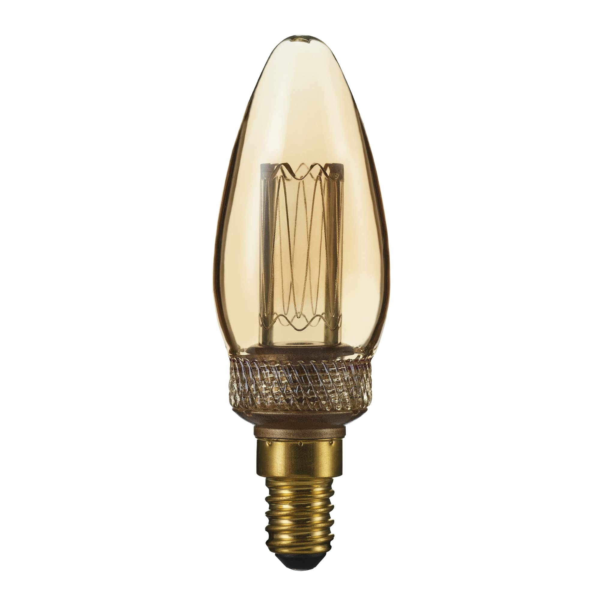 TCP Decorative LED 65L Candle 2W Amber E14/SES Non Dimmable 1800 Kelvin, Amber Glass, DEALC65AVE11518N1P