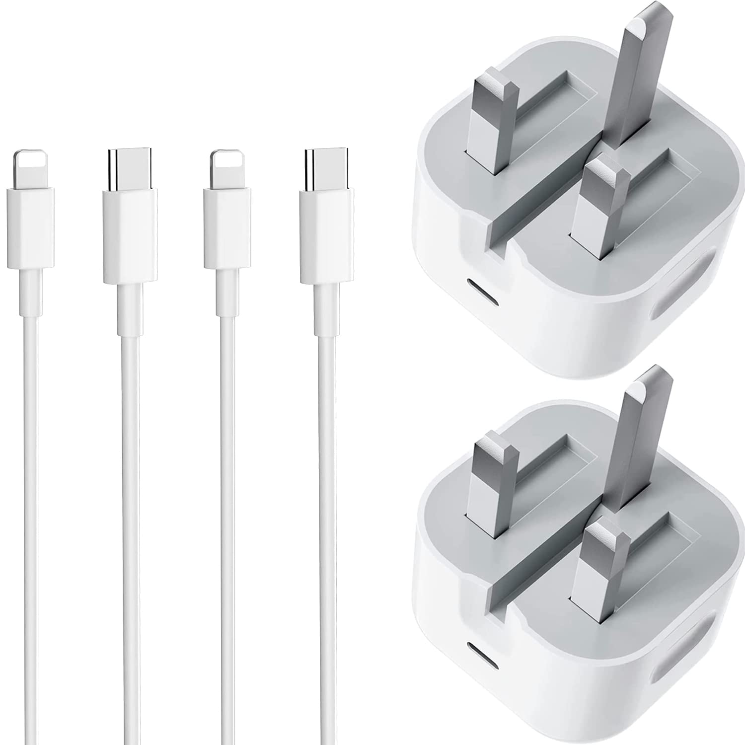 2-Pack iPhone Fast Charger, 20W PD 3.0 USB C Fast Charger Plug with 1M USB C to ChargingFast Charger Cable, iPhone Fast Charger Cable with Plug Compatible with iPhone 12 13 11 Pro Max Mini X