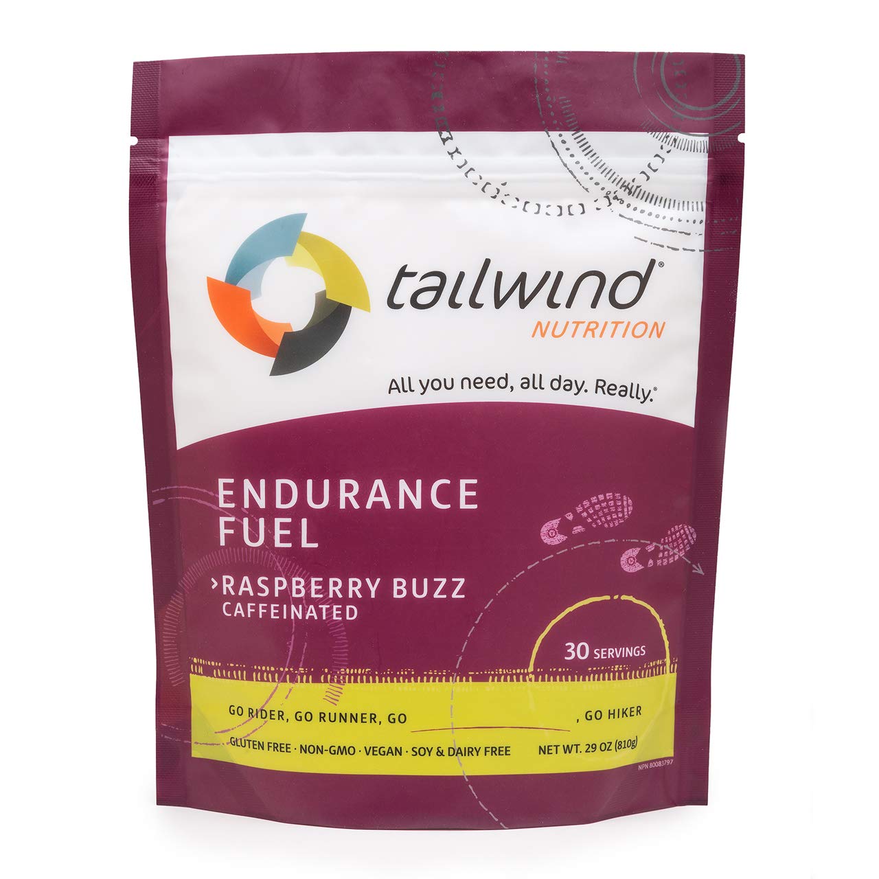 Tailwind Nutrition Endurance Fuel 30 Serving Raspberry Buzz - Caffeinated