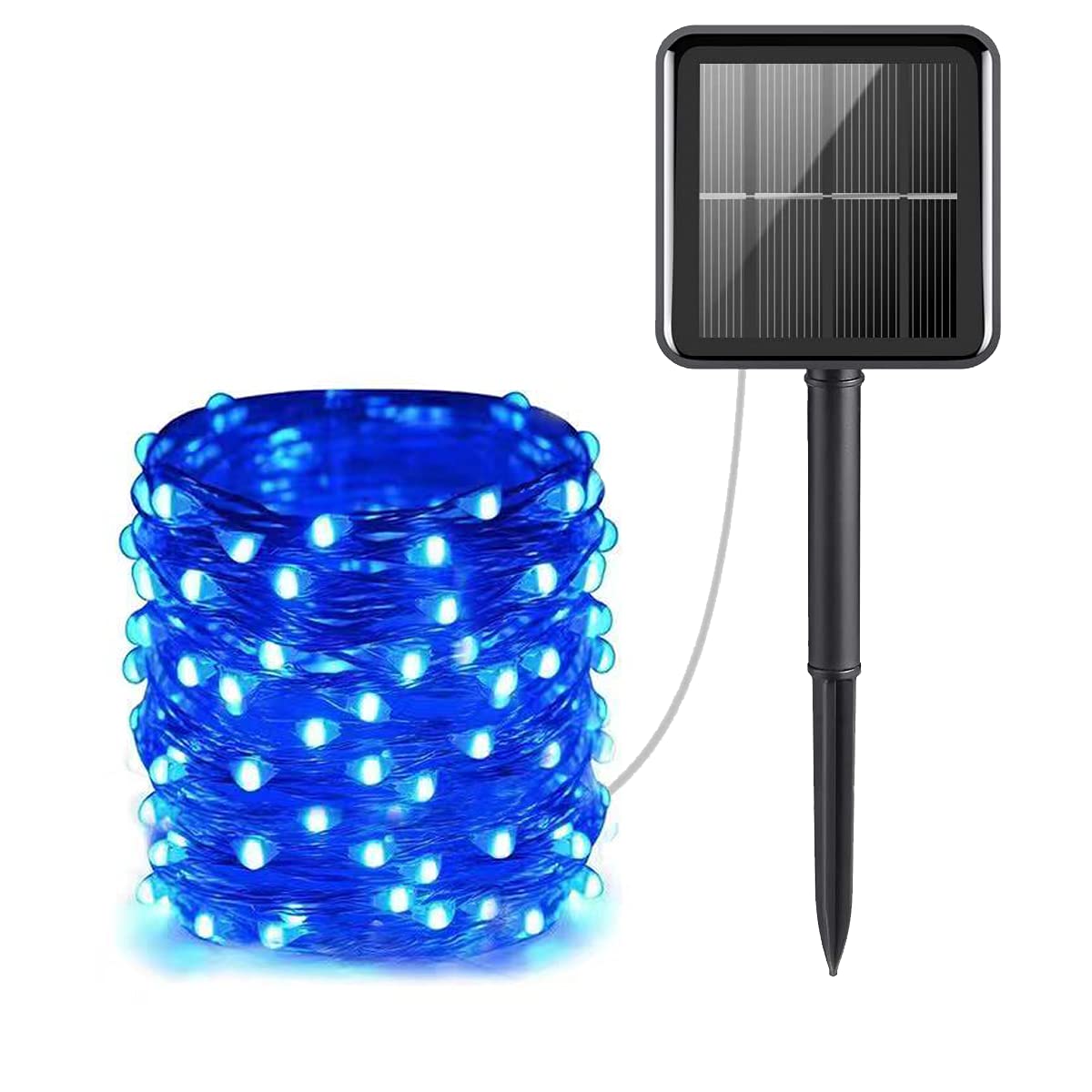 Solar String Lights Outdoor Waterproof, 33ft 100 LED , Decoration Copper Wire Fairy Lights for Patio Yard Trees Christmas Wedding Party Decor (Blue)