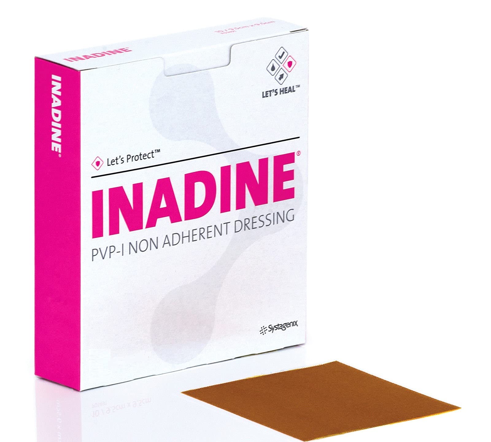 Inadine 9.5cm x 9.5cm x5 Non Adherent Wound Dressings, POV-Iodine, Antimicrobial