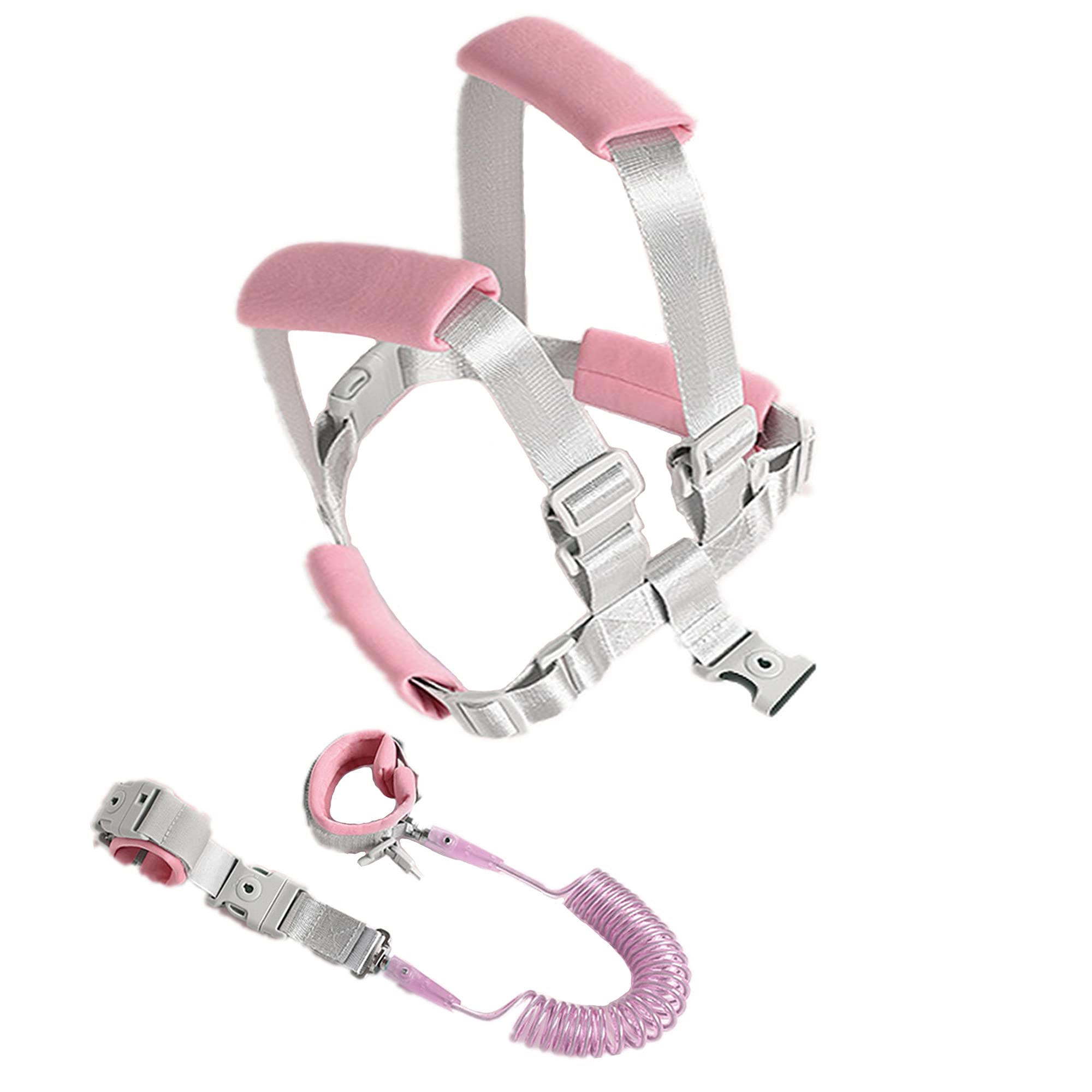 Topways 2in1 Toddler Anti Lost Leash, Baby Reins Walking Harness and Anti Lost Safety Wrist Link Belt（Pink）
