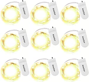 KINGTOP Led String Lights 9 Pack Battery Operated Fairy Micro Lights 2M 20 LEDs Silver Wire Waterproof Lights for Holiday Costume Wedding Party Centerpiece Bottle Lights Decoration [Energy Class A+]